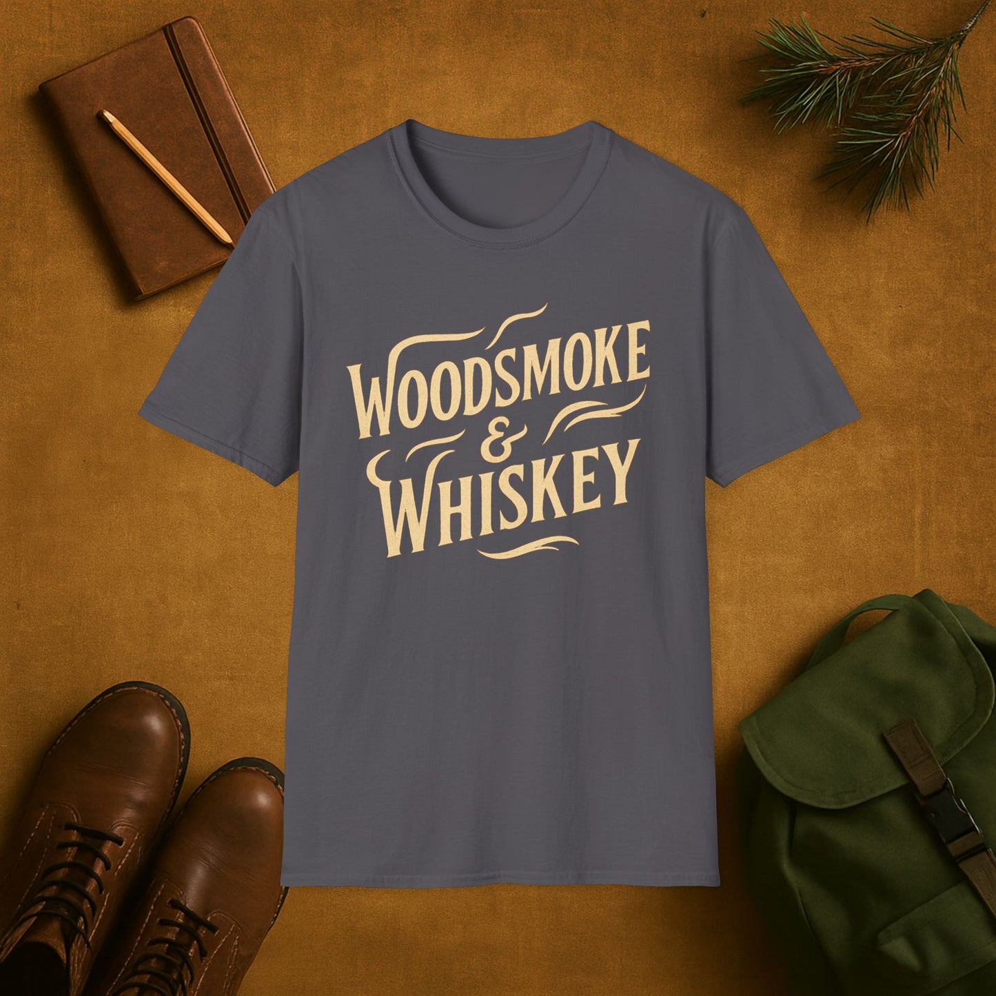 Woodsmoke and Whiskey Camping T-Shirt