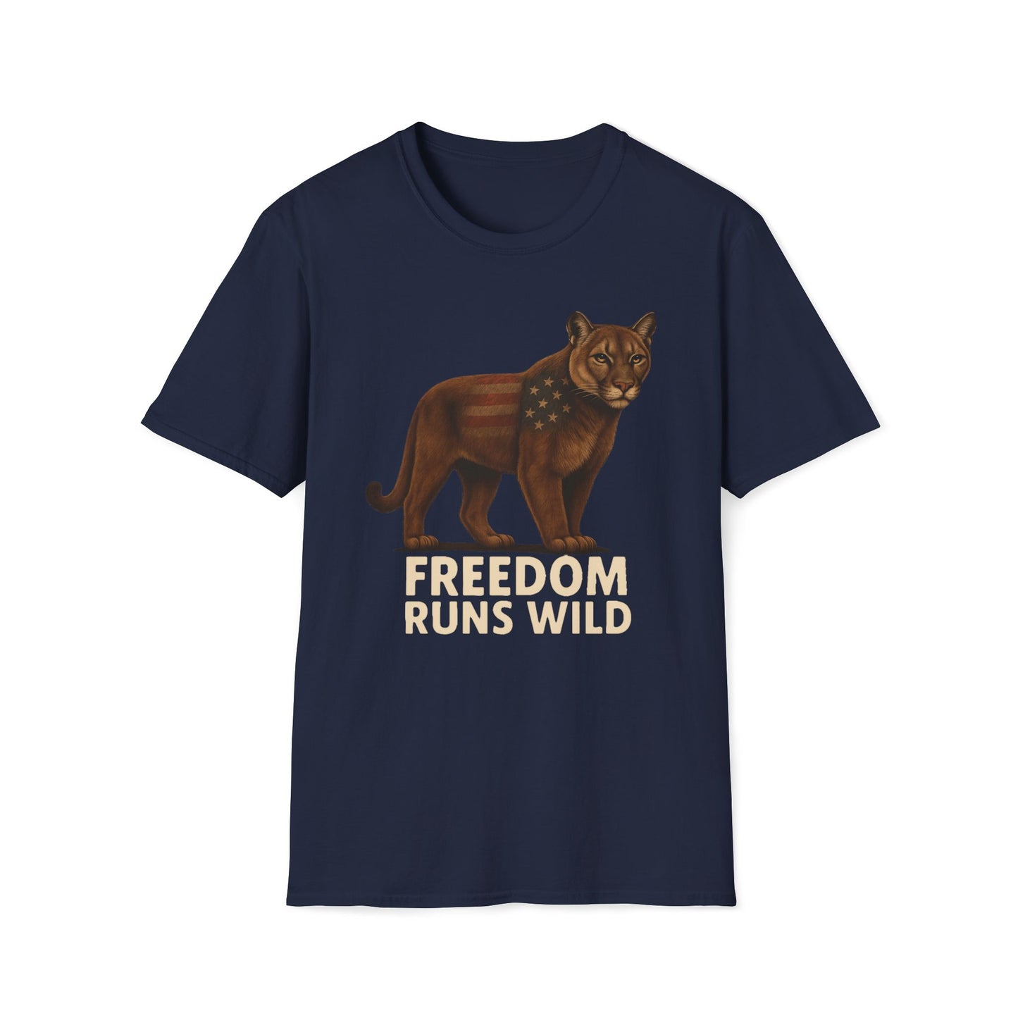 Patriotic Mountain Lion Freedom Runs Wild T-Shirt