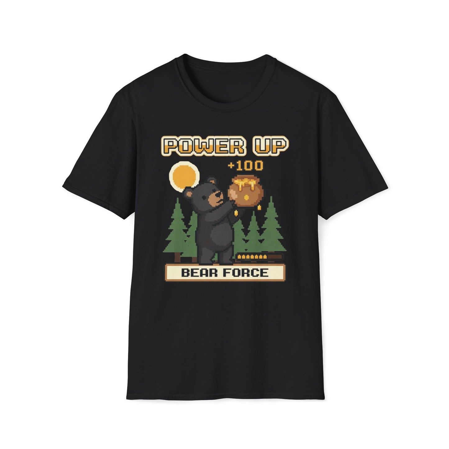 8-Bit-Power Up Black Bear Force T-Shirt