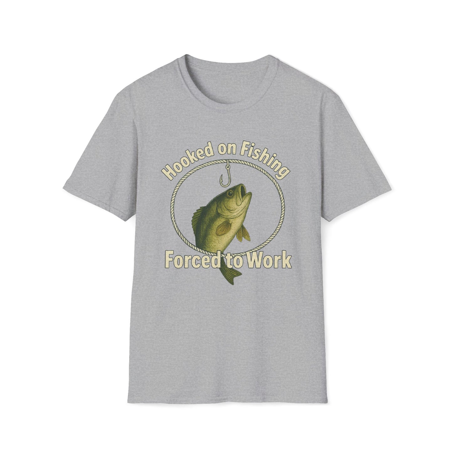 Hooked On Fishing Forced To Work Fishing T-Shirt