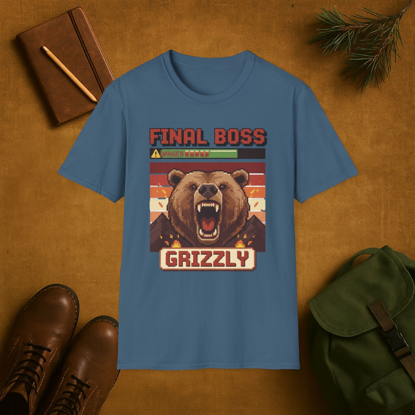 8-Bit Final Boss Grizzly T-Shirt