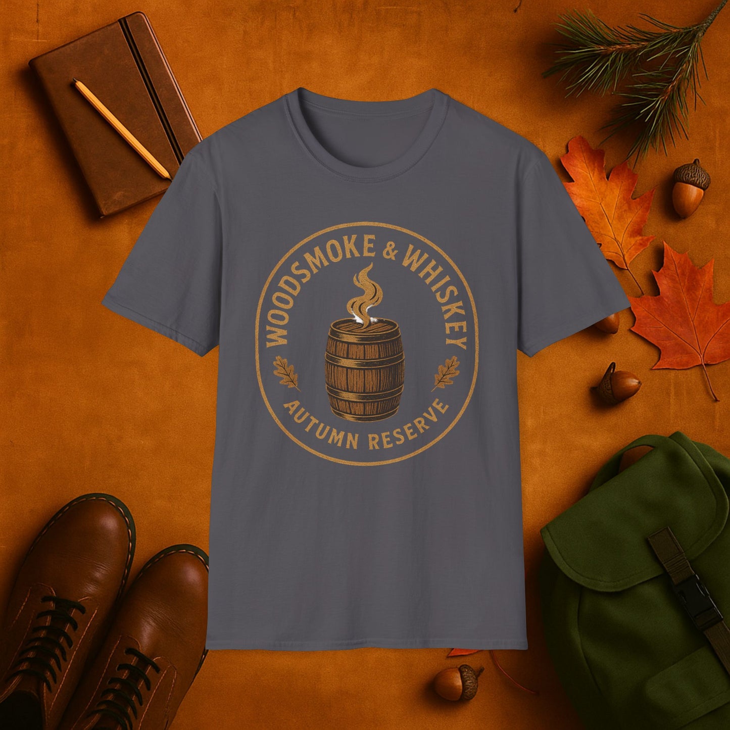 Woodsmoke & Whiskey Autumn Reserve Label T-Shirt
