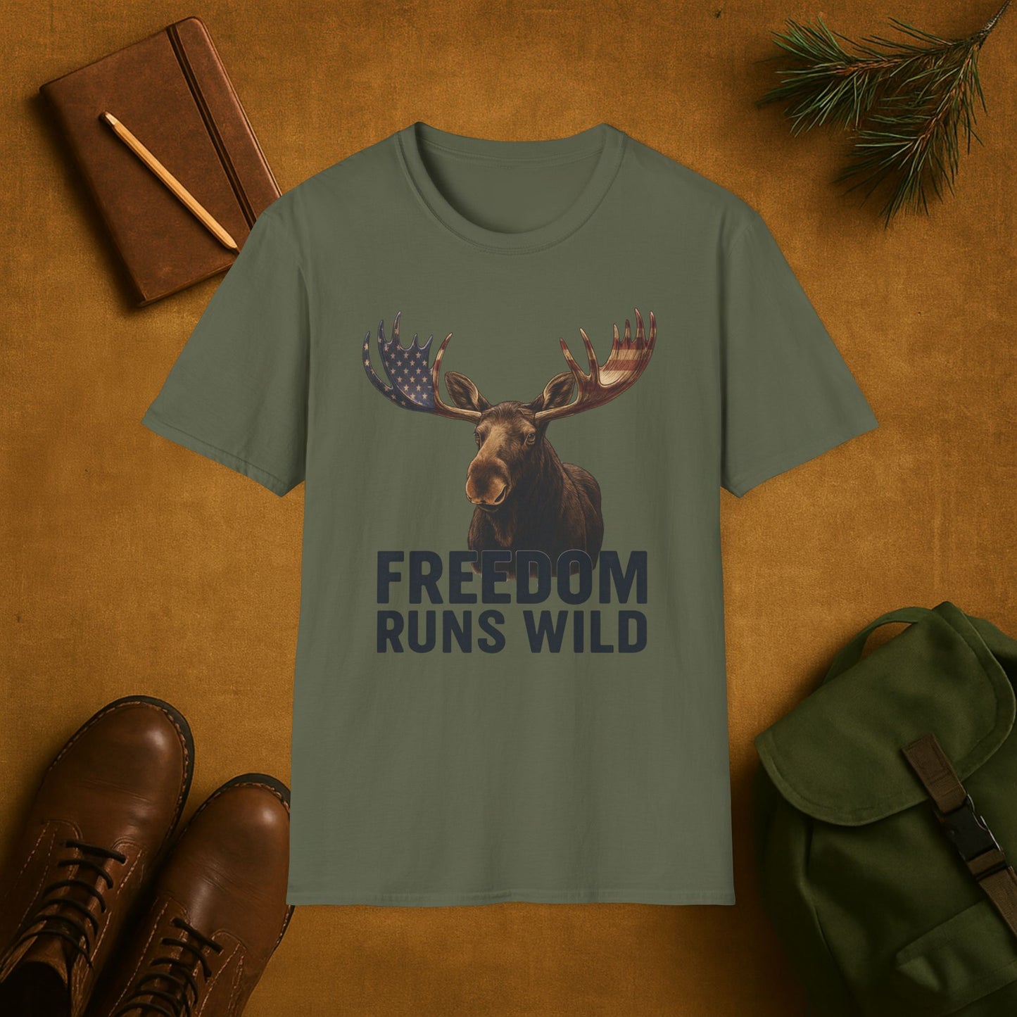 Patriotic Moose Freedom Runs Wild T-Shirt