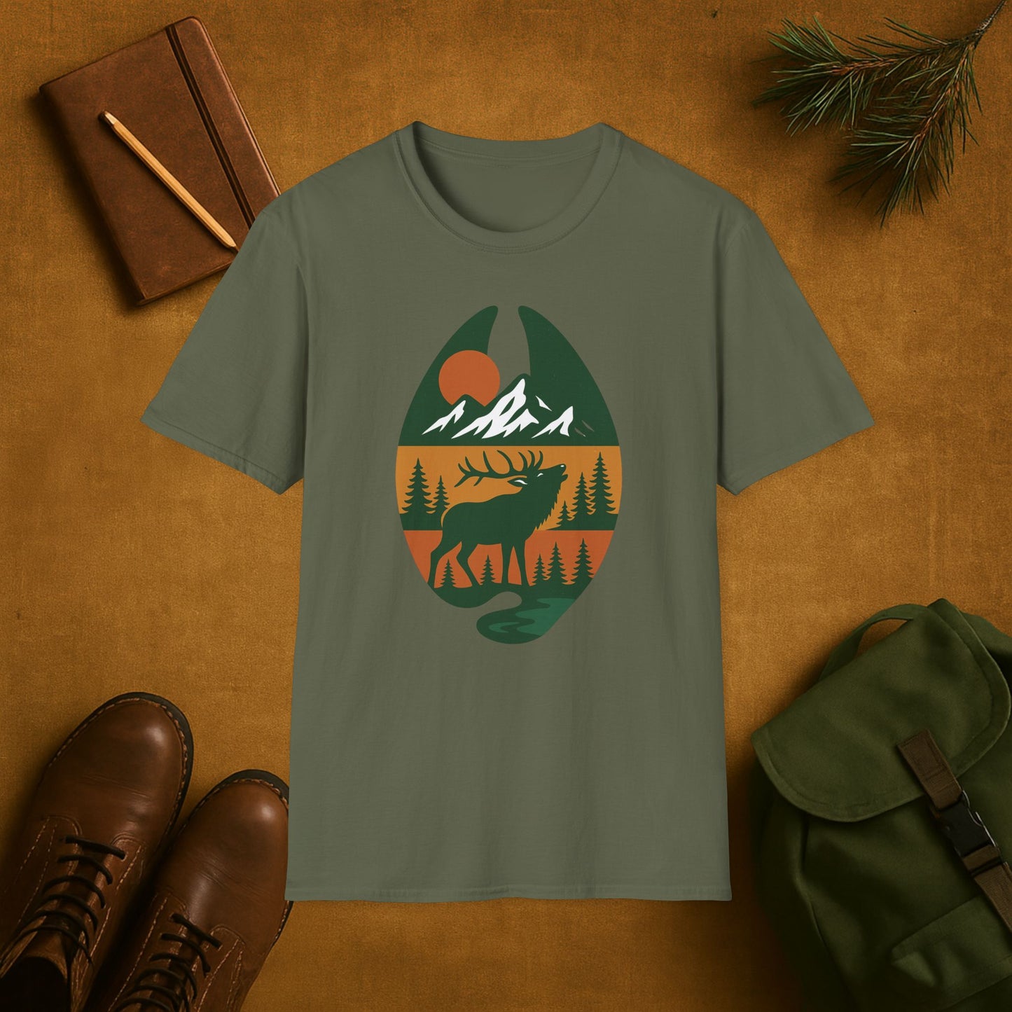 Elk Scene Hoof Print T-Shirt