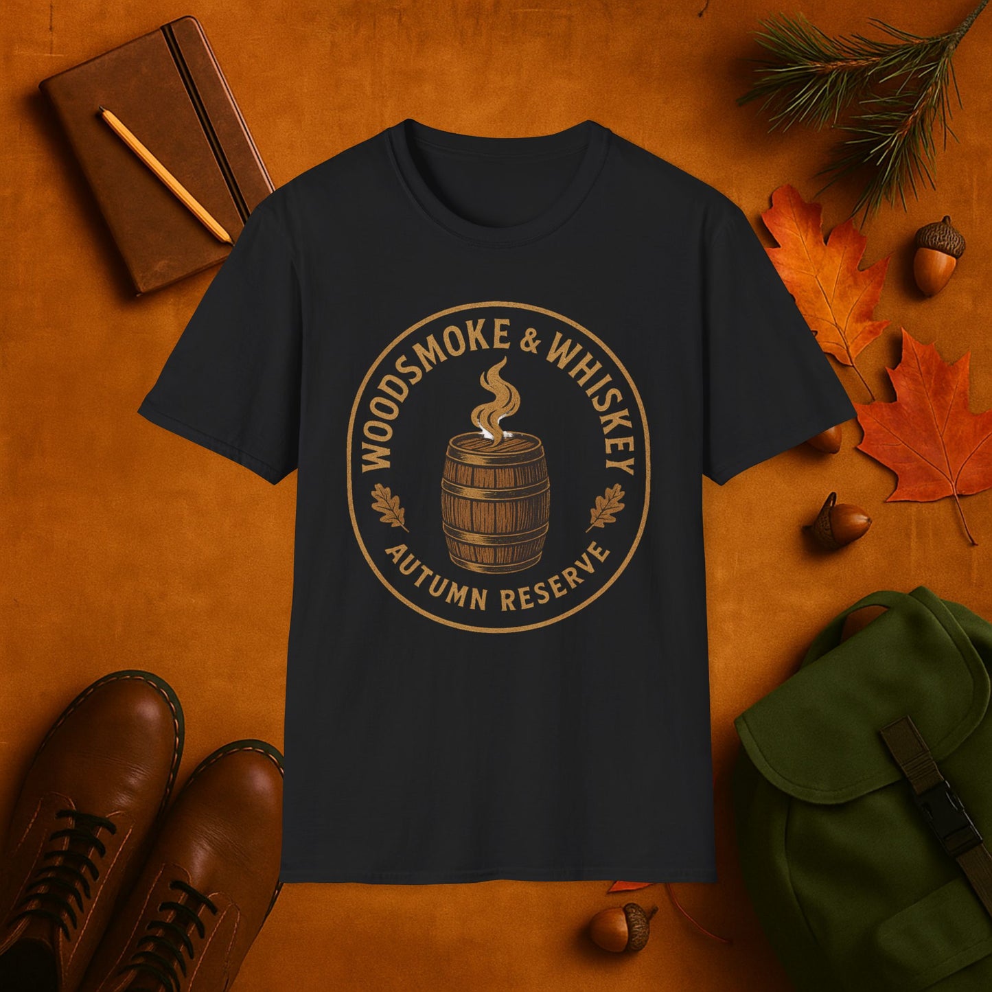 Woodsmoke & Whiskey Autumn Reserve Label T-Shirt