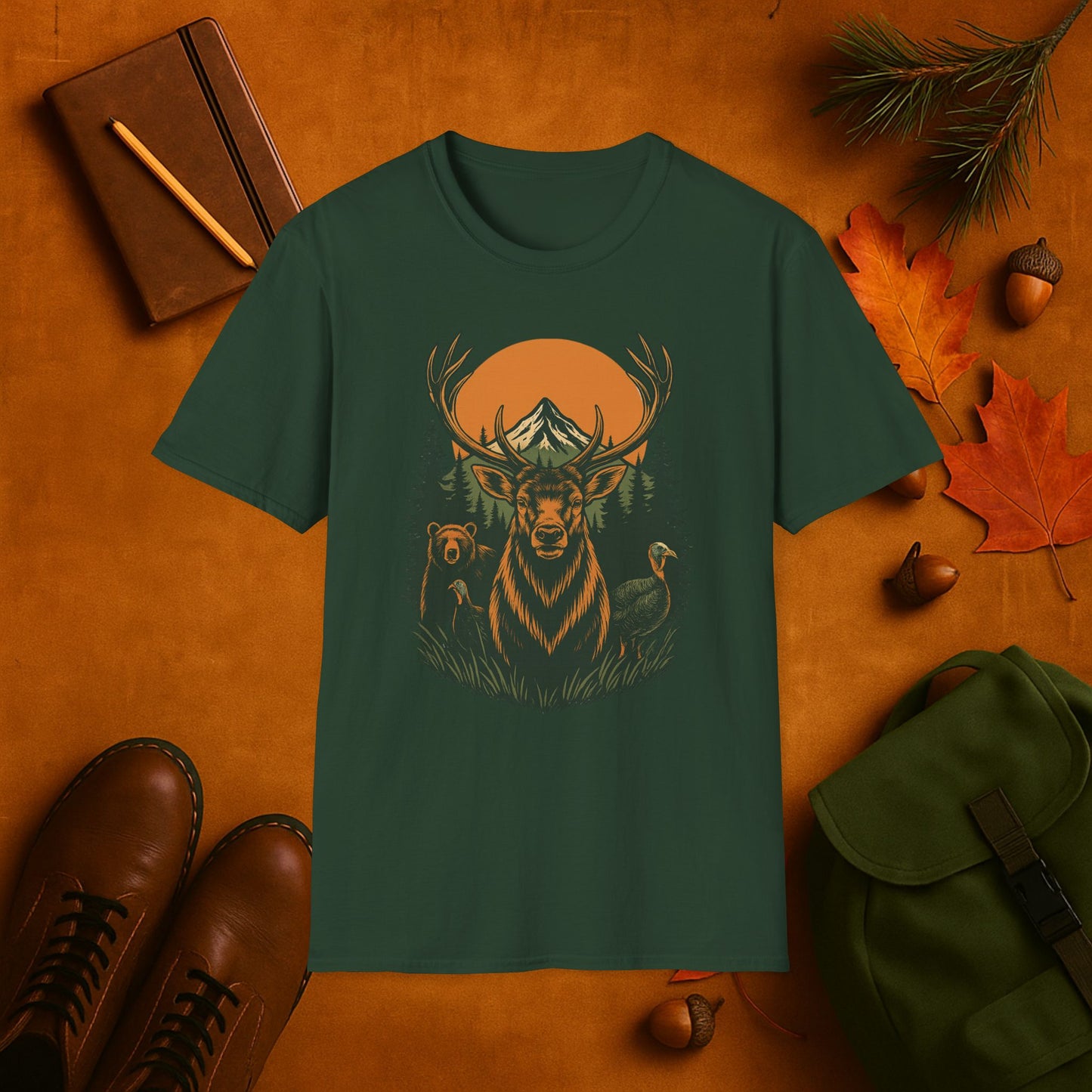 Harvest Moon Crew- Elk Bear Turkeys T-Shirt