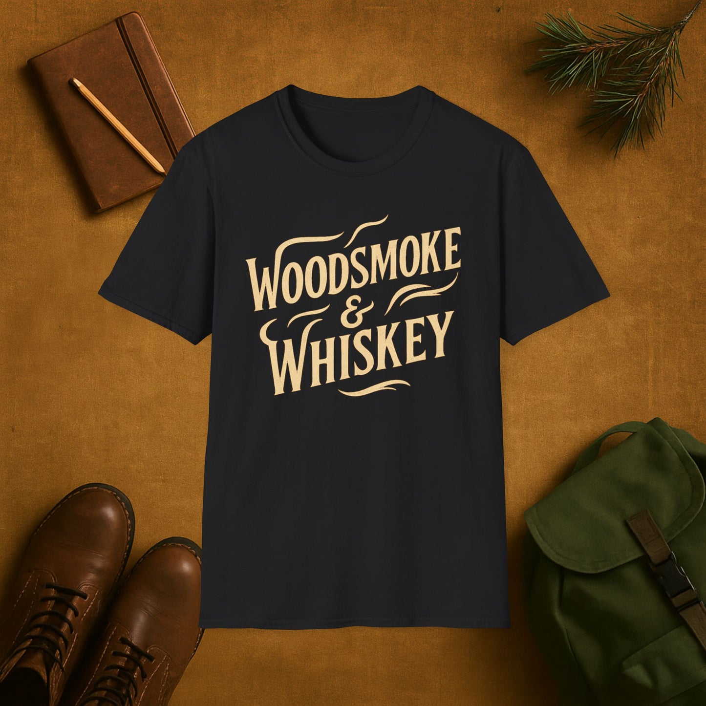 Woodsmoke and Whiskey Camping T-Shirt