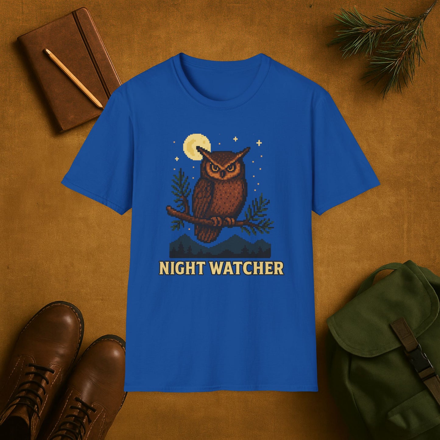 Owl 8 Bit Night Wachter T-shirt