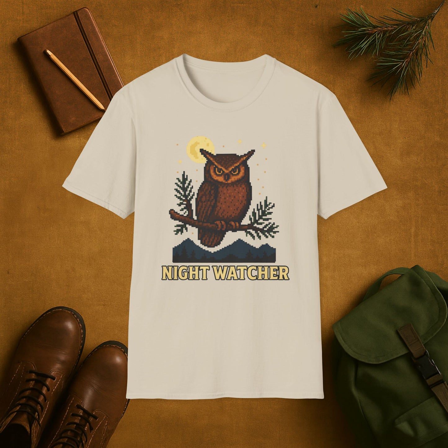 Owl 8 Bit Night Wachter T-shirt