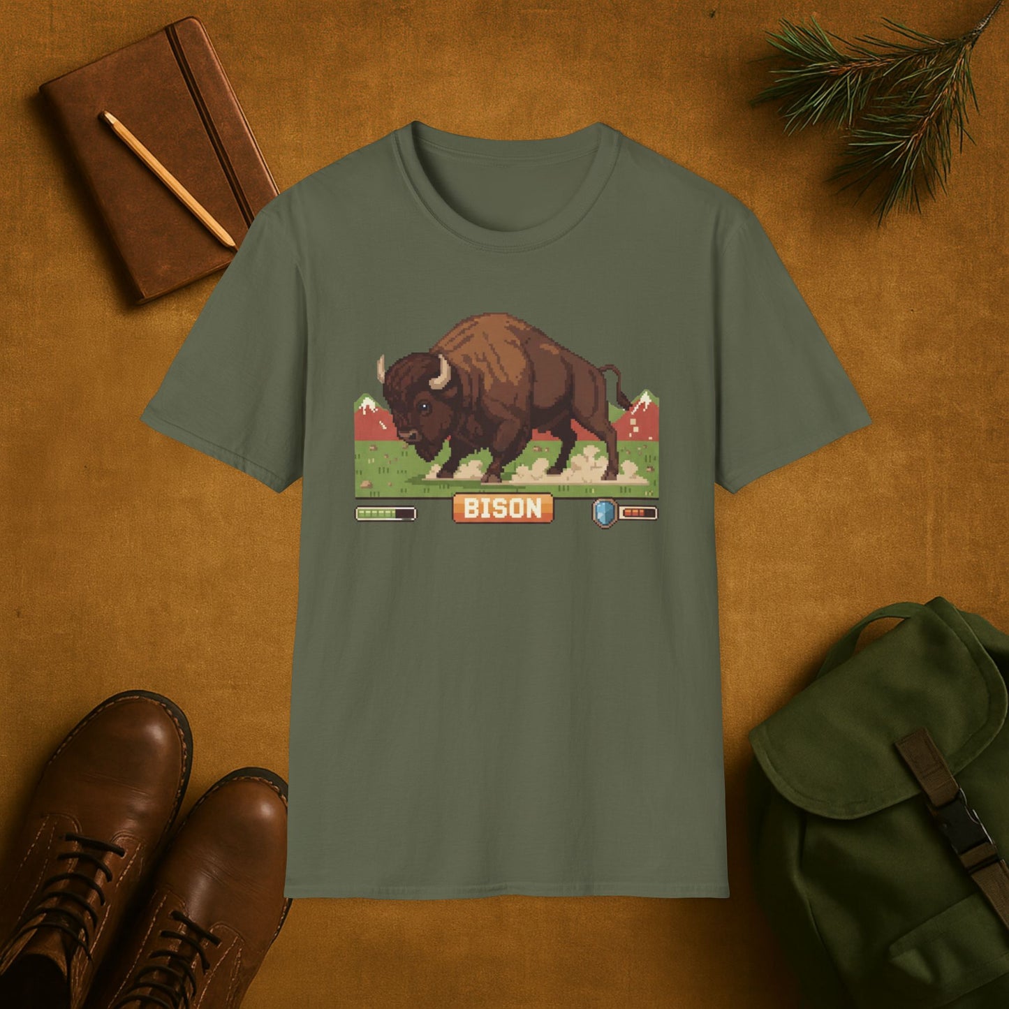8-Bit Plains Guardian Bison T-Shirt