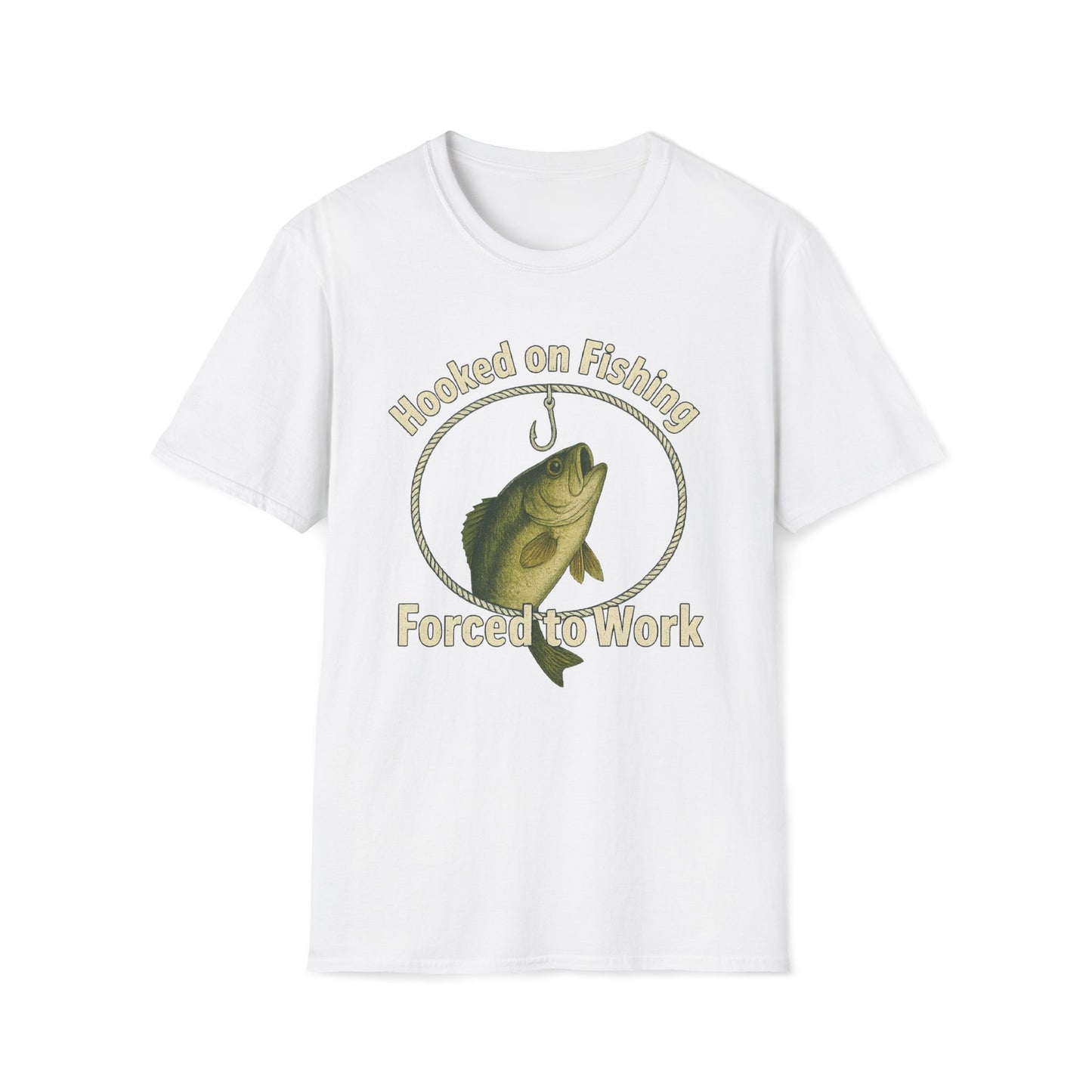 Hooked On Fishing Forced To Work Fishing T-Shirt