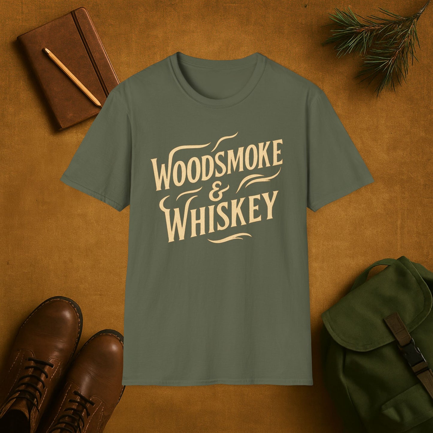 Woodsmoke and Whiskey Camping T-Shirt