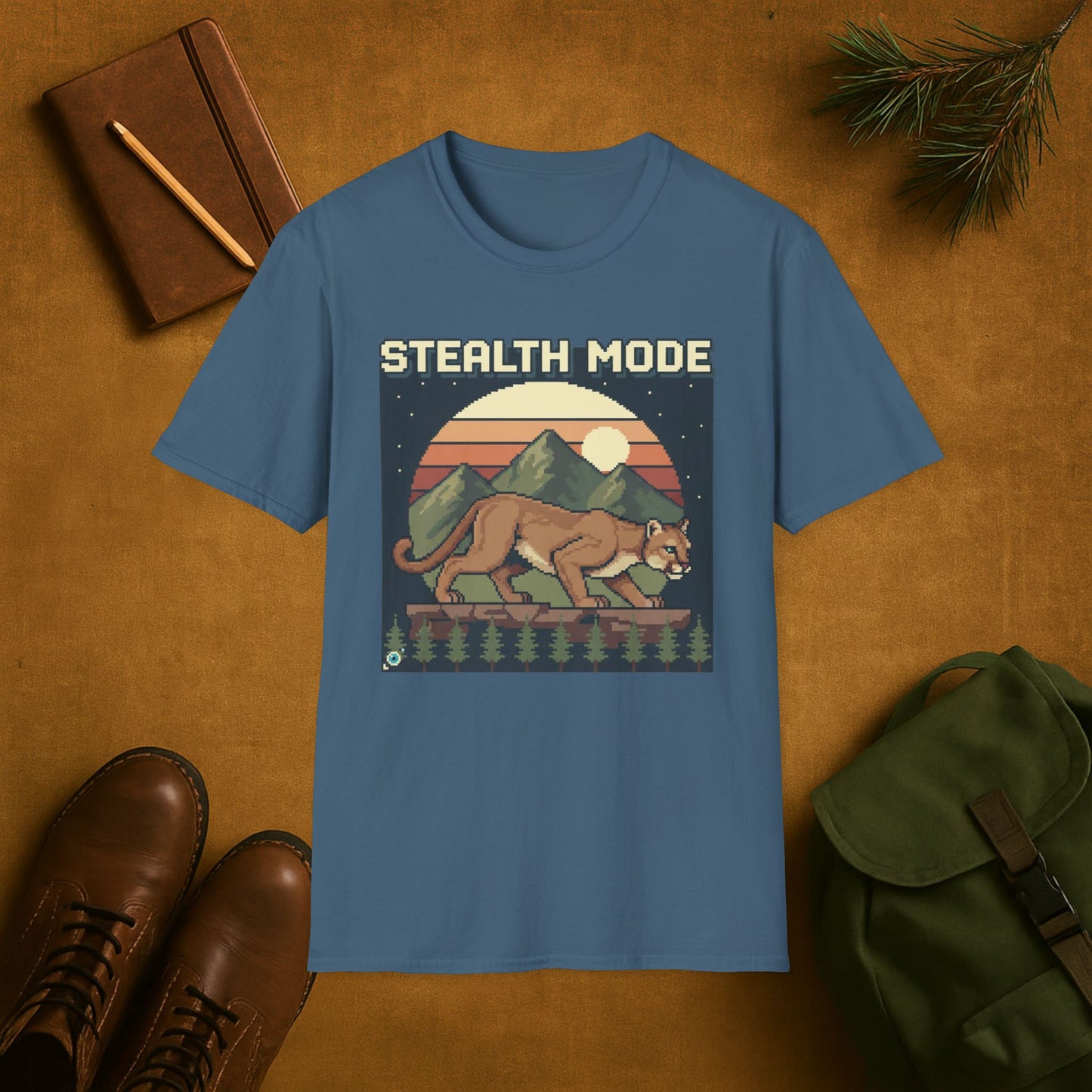 8-Bit Mountain Lion Stealth Mode T-Shirt