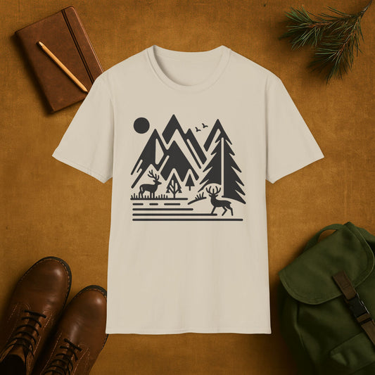 Minimal Mountain Deer T-Shirt