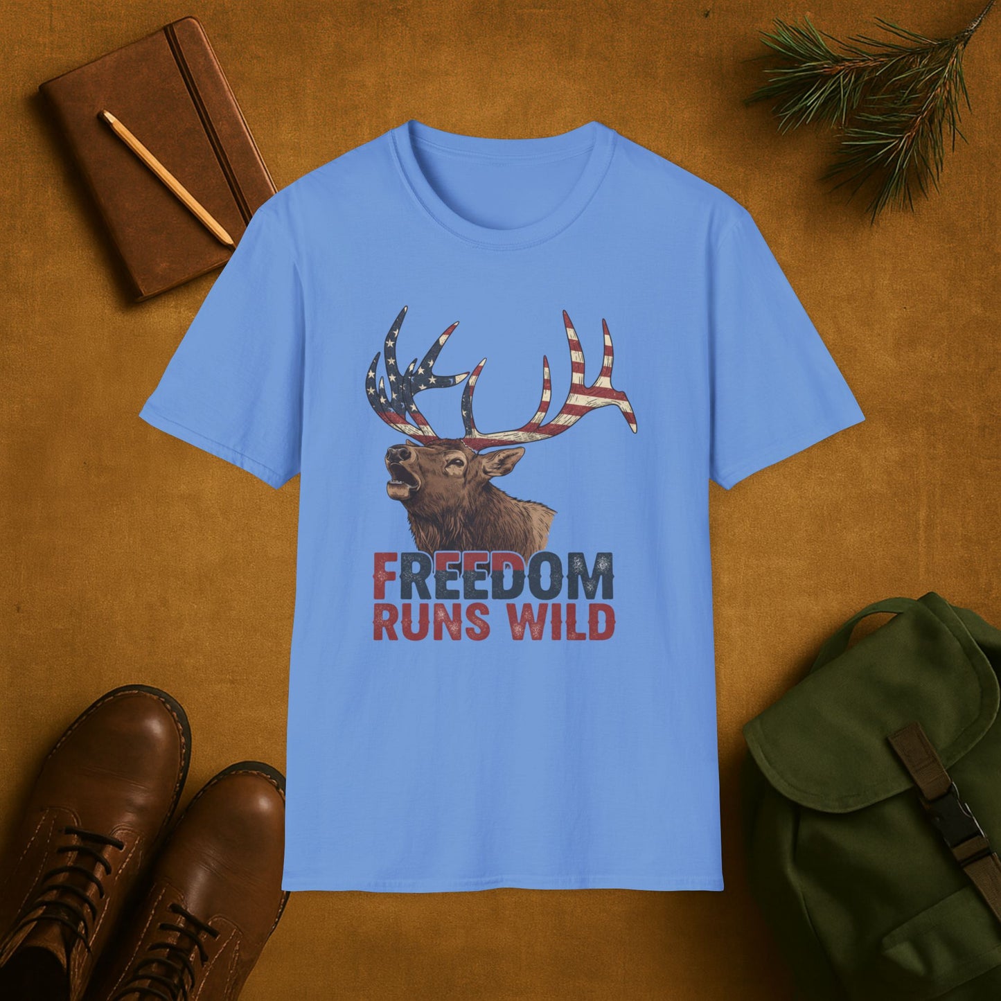 Patriotic Elk Freedom Runs Wild T-Shirt