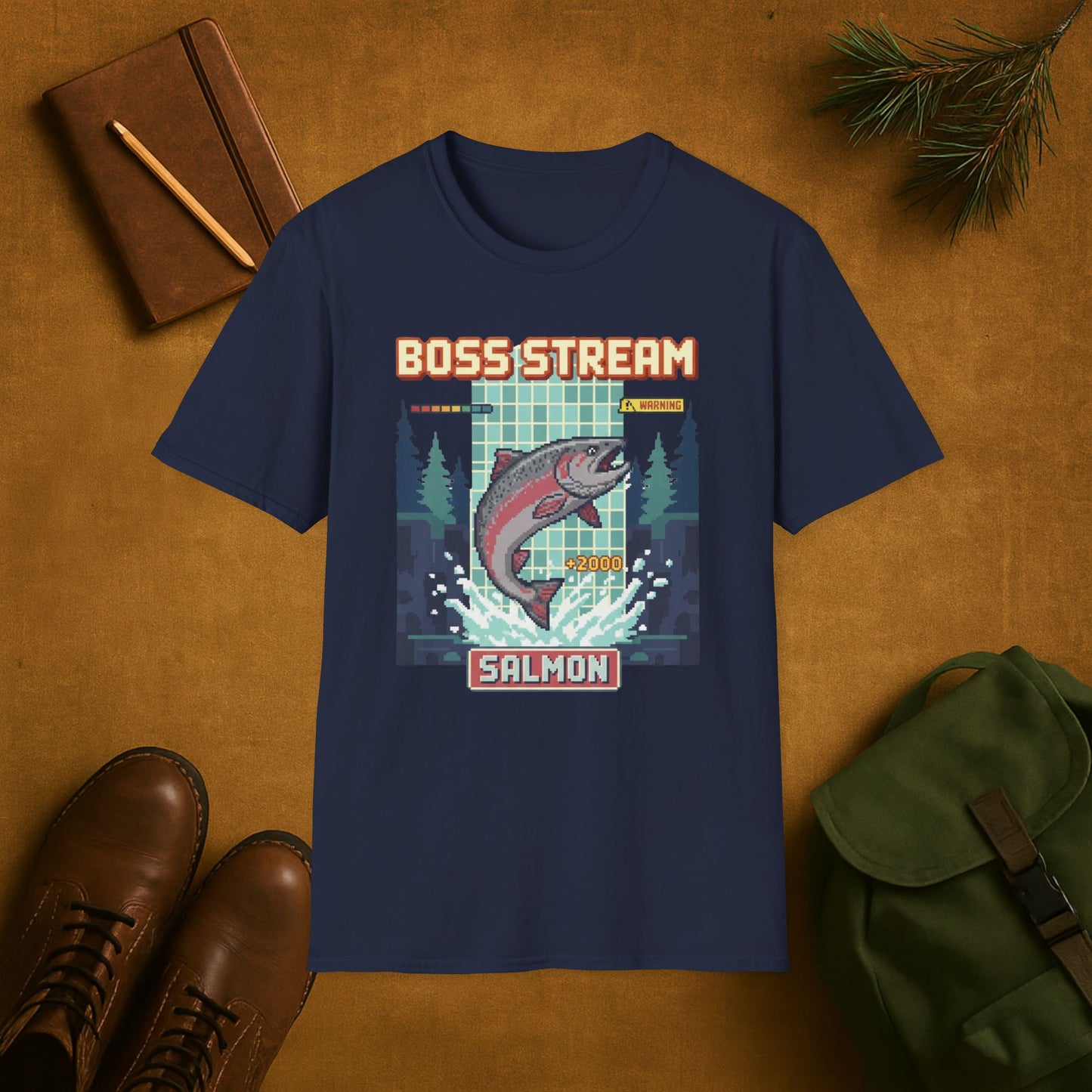 8-Bit Boss Stream Salmon T-Shirt