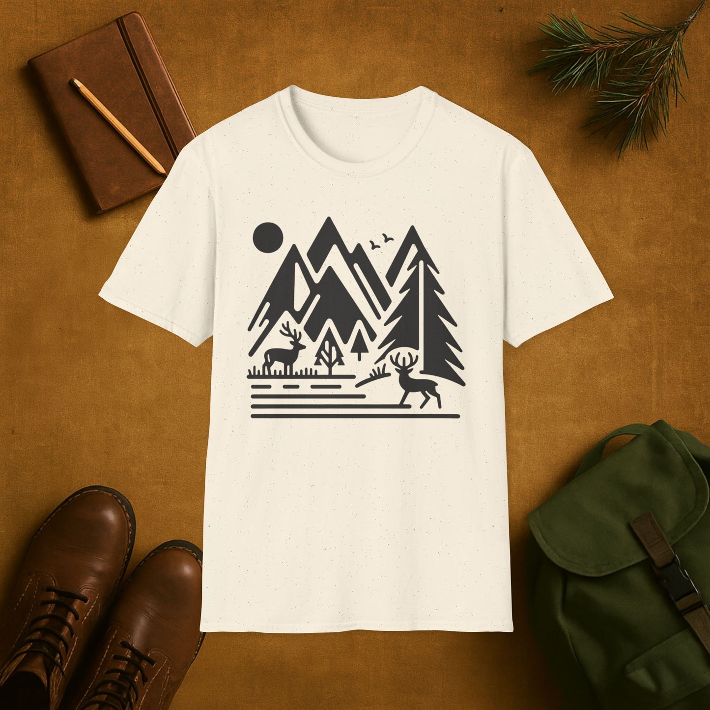 Minimal Mountain Deer T-Shirt