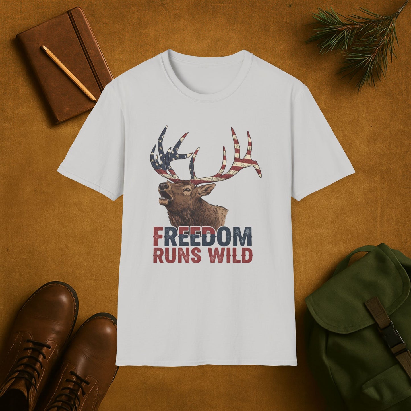 Patriotic Elk Freedom Runs Wild T-Shirt