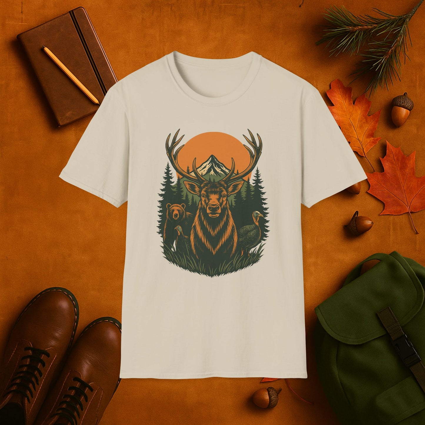 Harvest Moon Crew- Elk Bear Turkeys T-Shirt