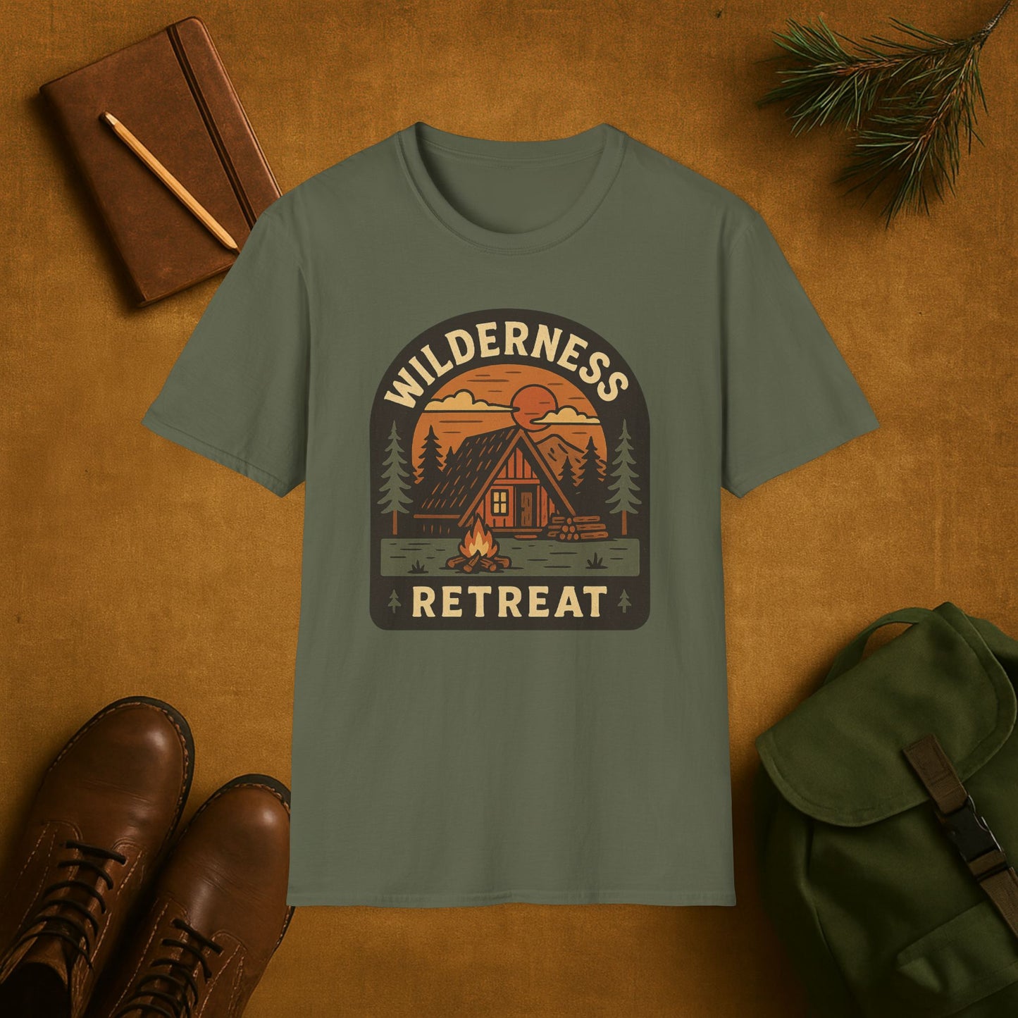 Wilderness Retreat Cabin Camping T-Shirt