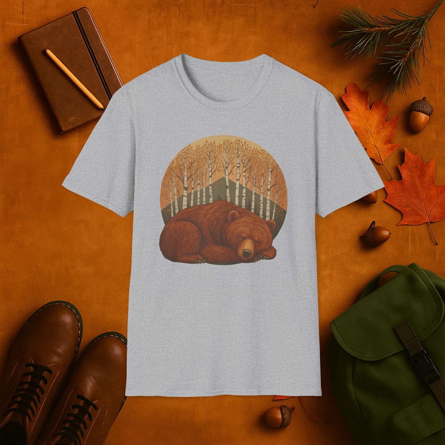 Sleepy Grizzly Bear Fall Aspens T-Shirt