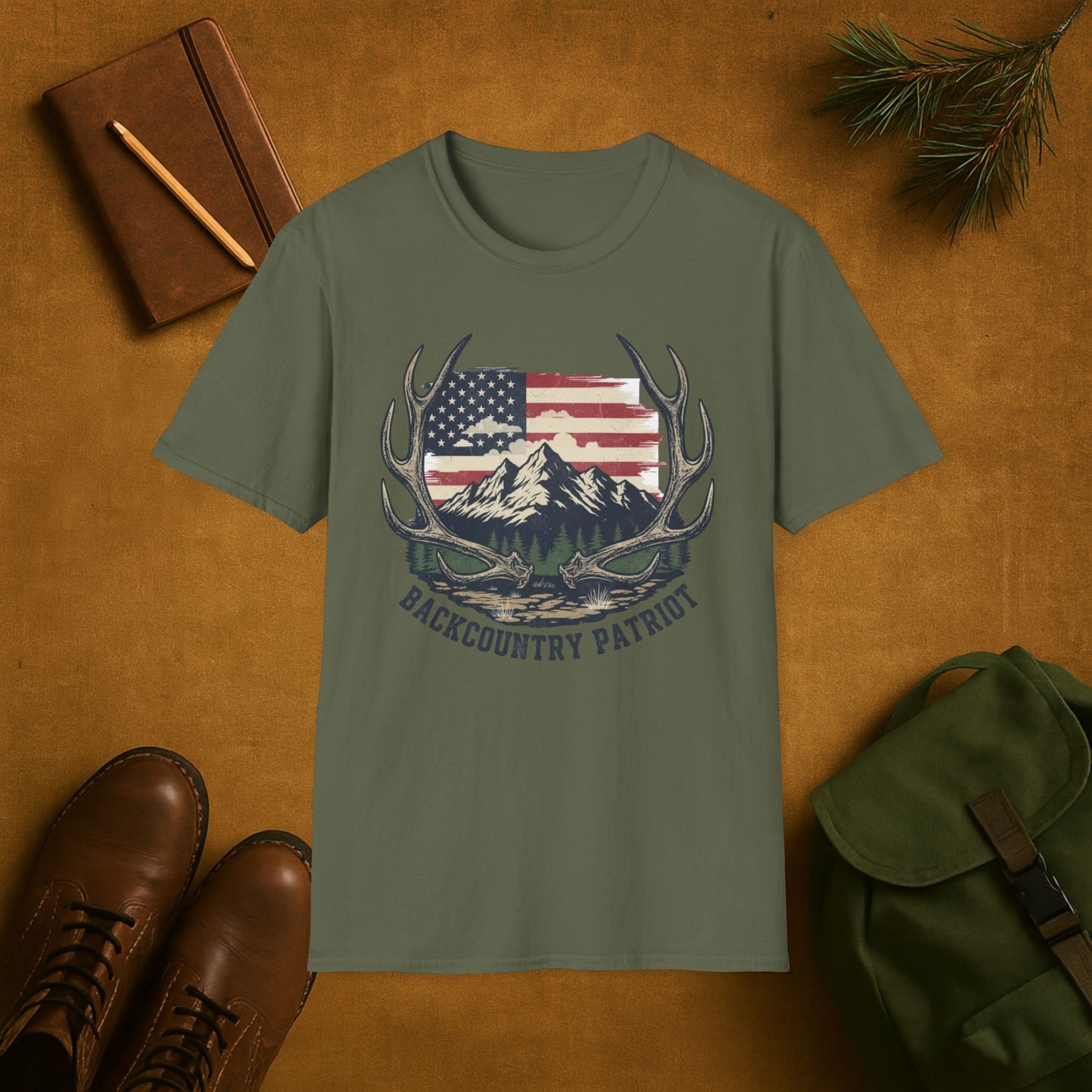 Back Country Patriot-Vintage Elk Antler American T-Shirt