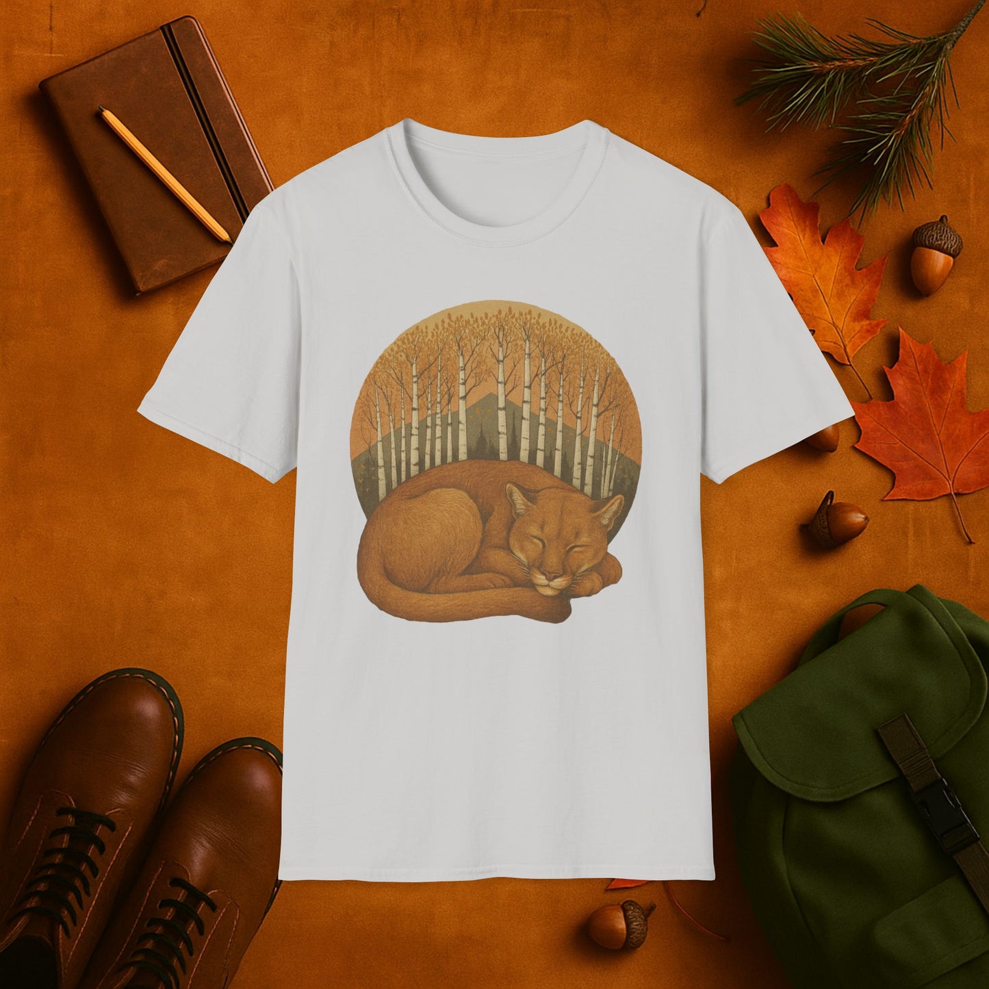 Sleepy Mountain Lion Fall Aspens T-Shirt