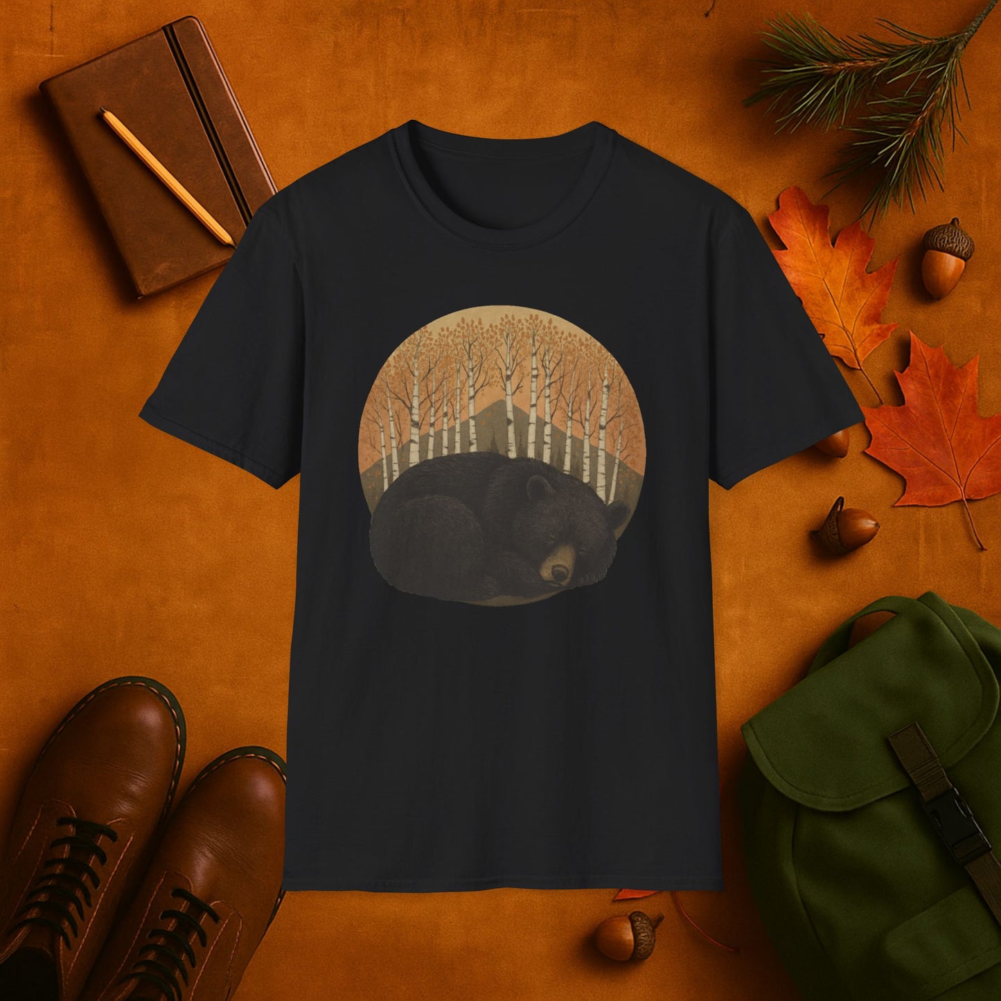 Sleepy Black Bear Fall Aspens T-Shirt