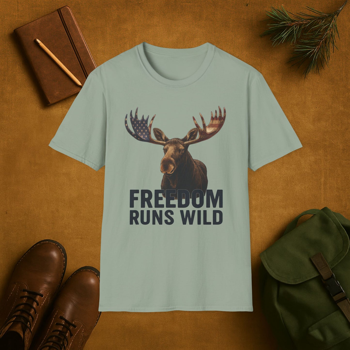 Patriotic Moose Freedom Runs Wild T-Shirt