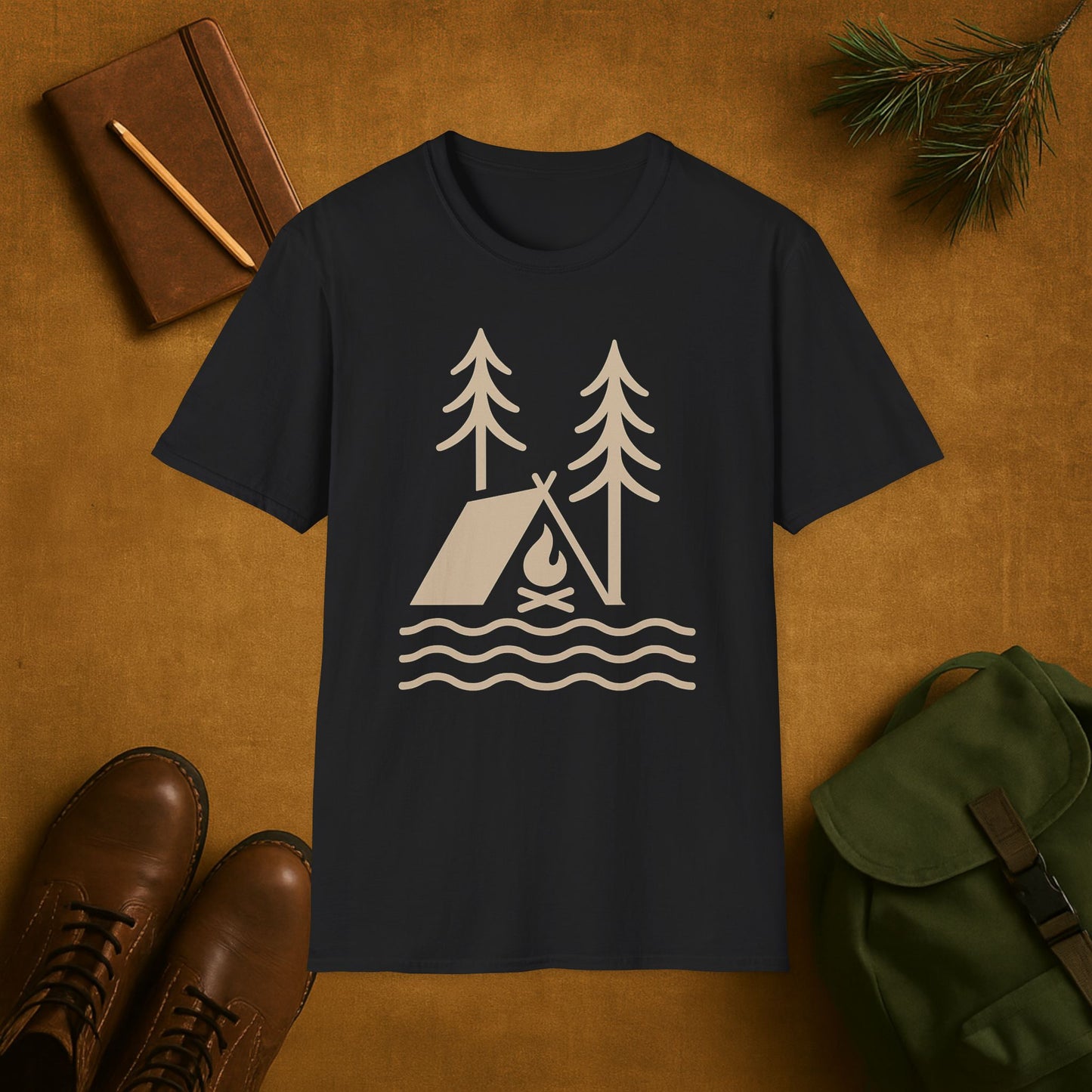 Wildlines Tent Campfire Camping T-Shirt