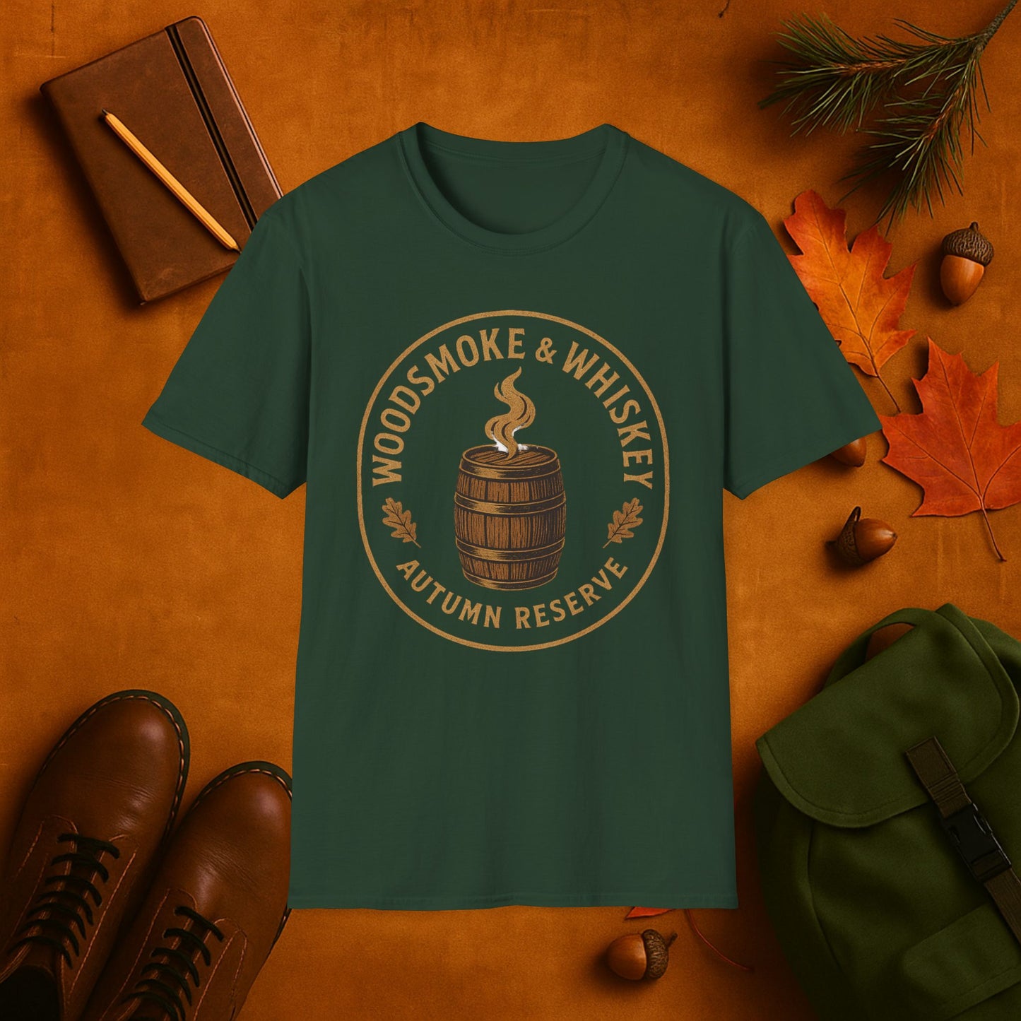 Woodsmoke & Whiskey Autumn Reserve Label T-Shirt