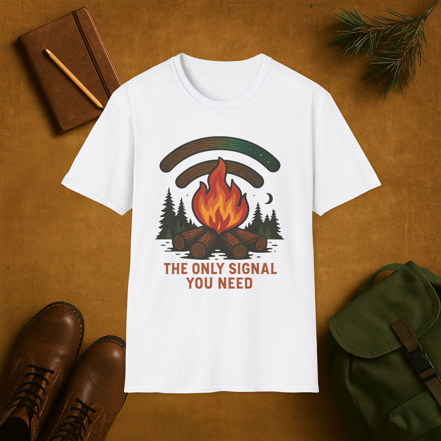 The Only Signal You Need Campfire Camping T-Shirt