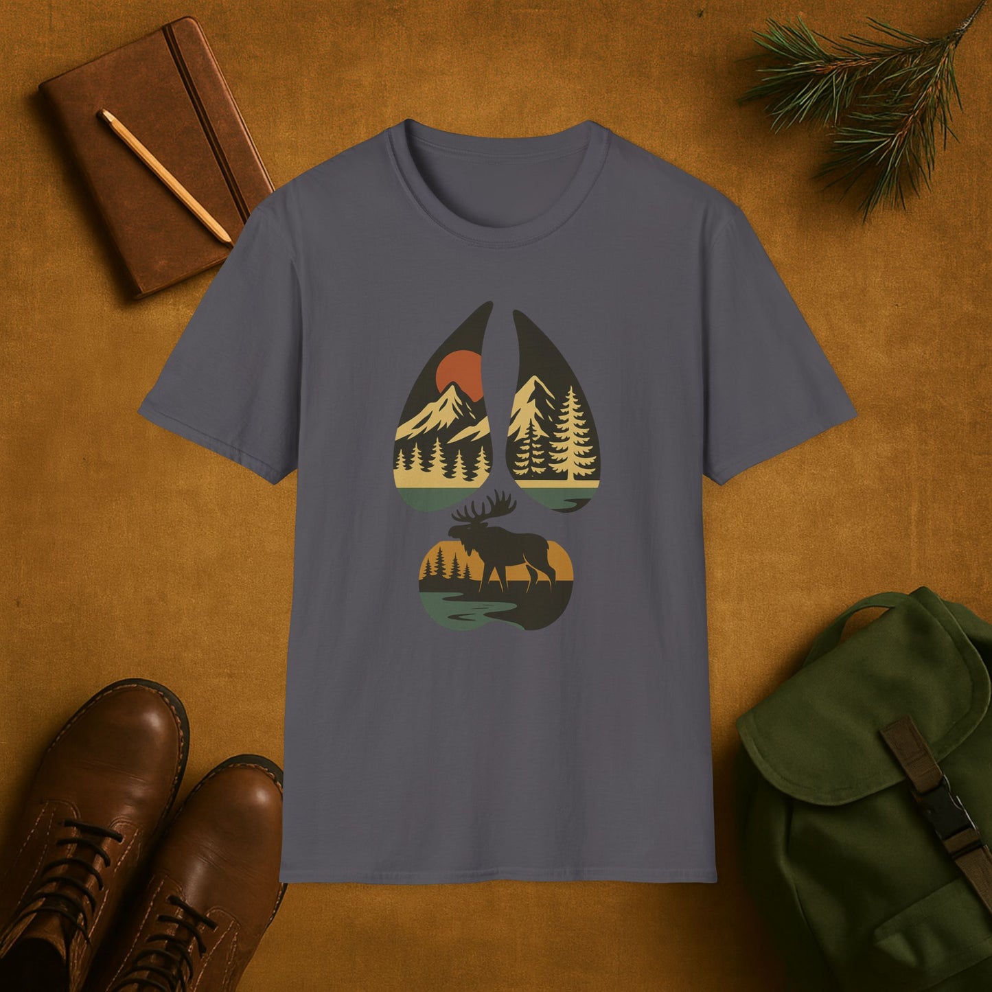 Moose Scene Hoof Print T-Shirt