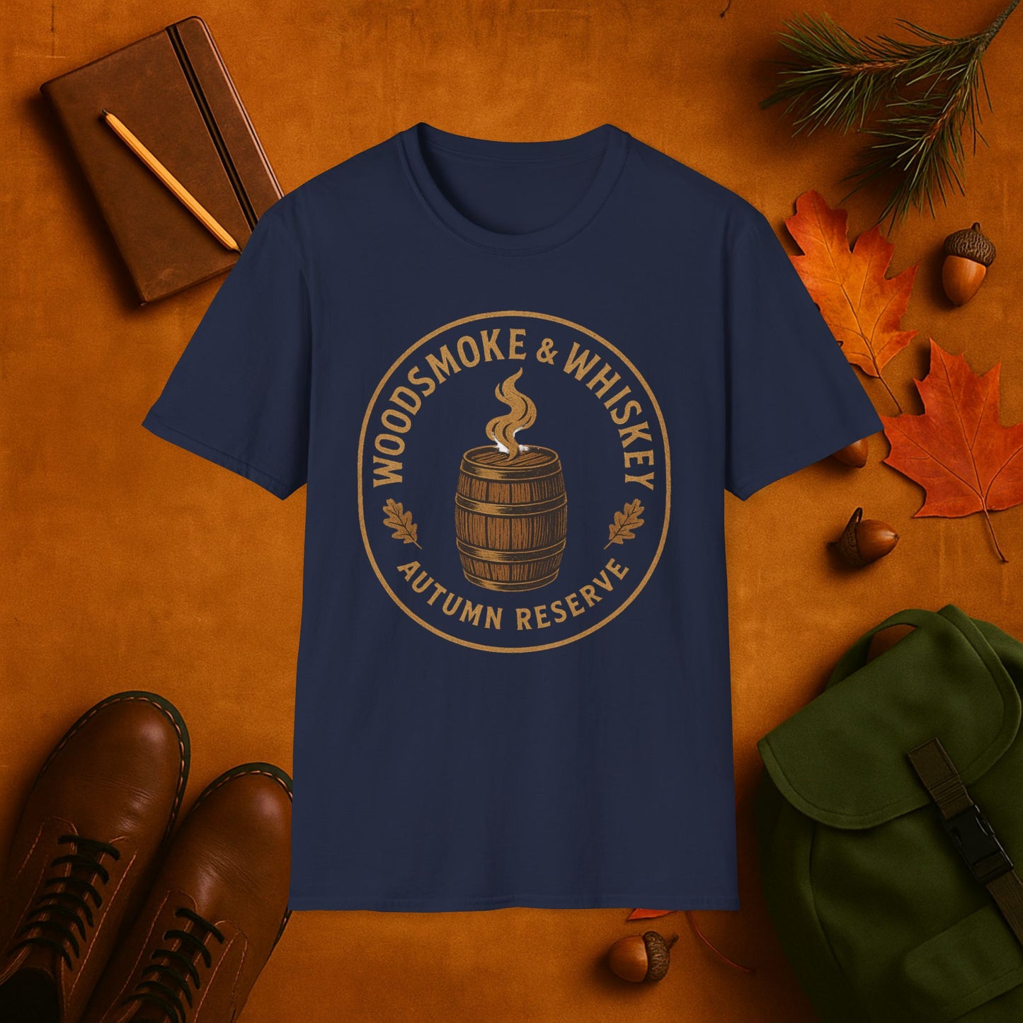 Woodsmoke & Whiskey Autumn Reserve Label T-Shirt