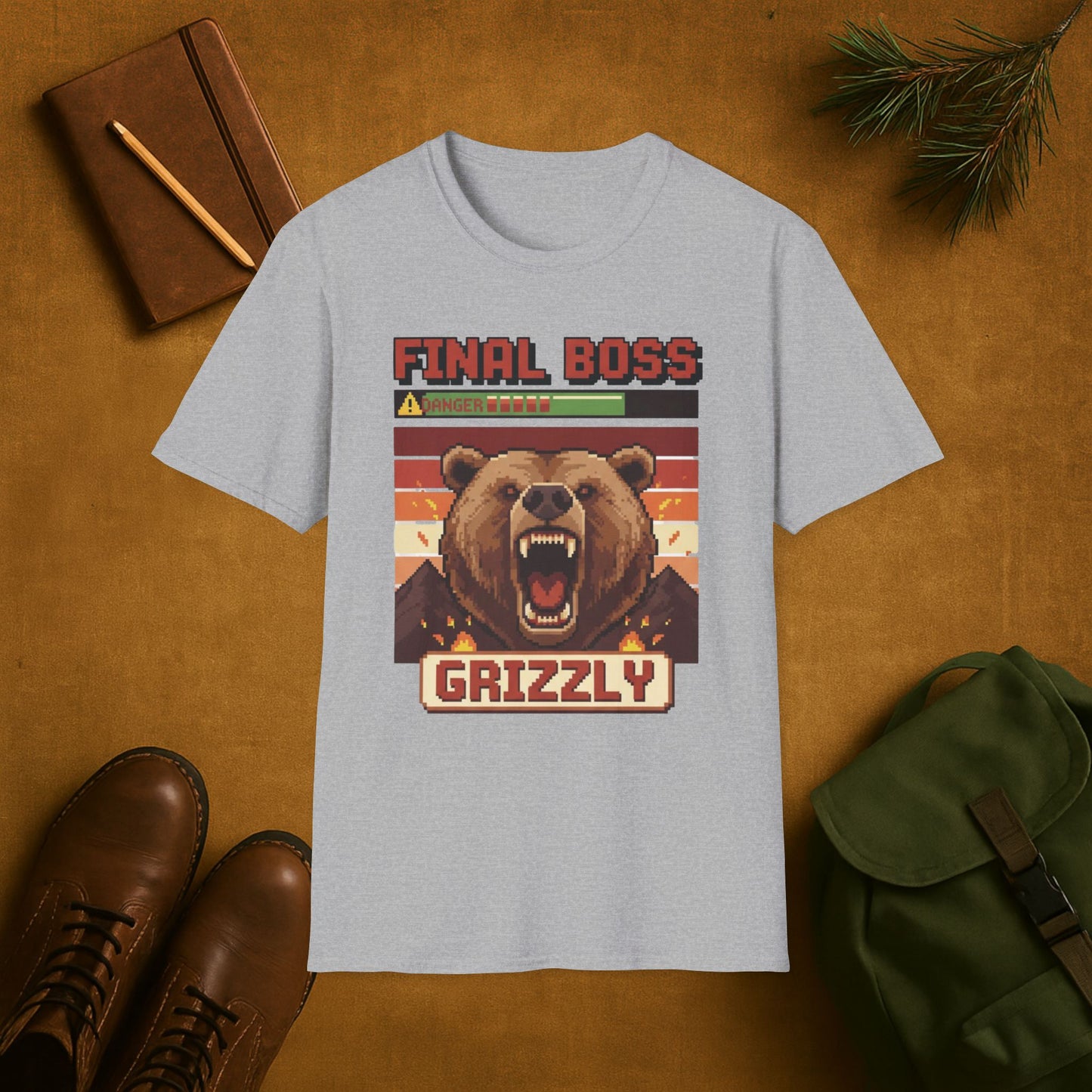 8-Bit Final Boss Grizzly T-Shirt