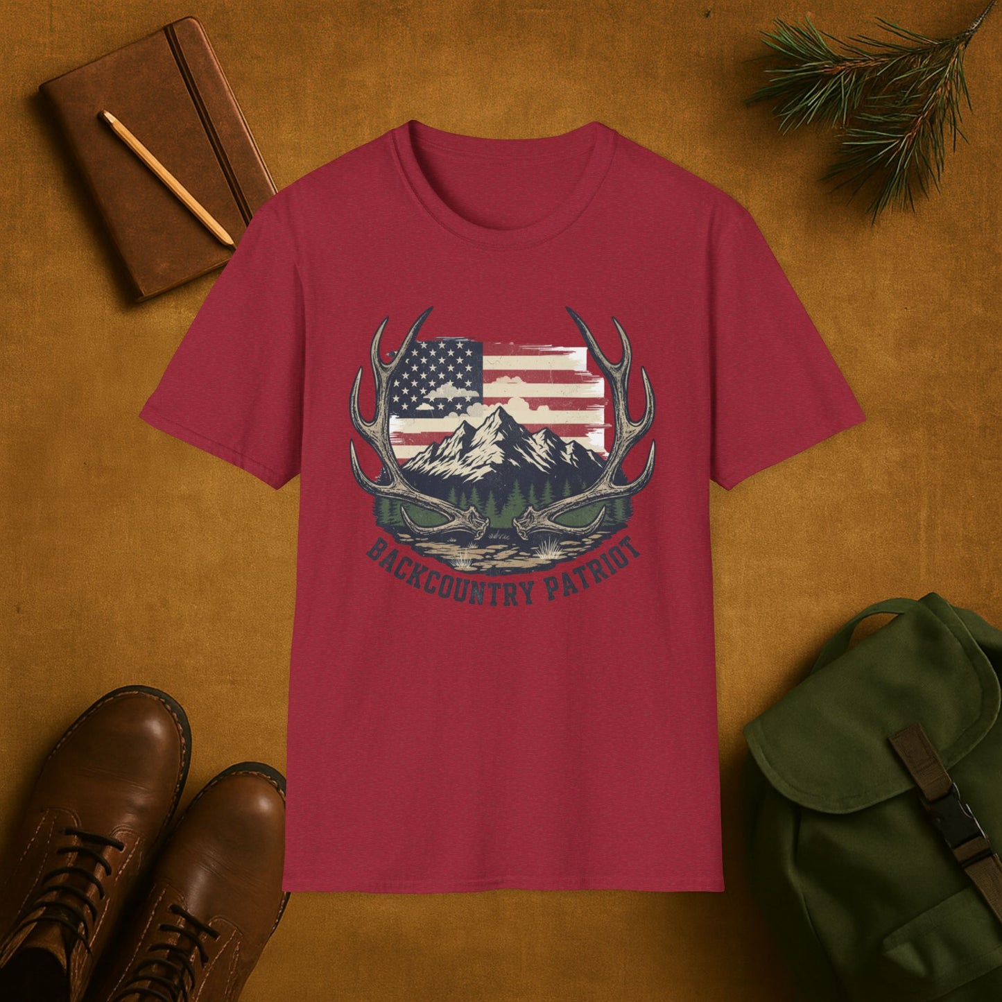 Back Country Patriot-Vintage Elk Antler American T-Shirt