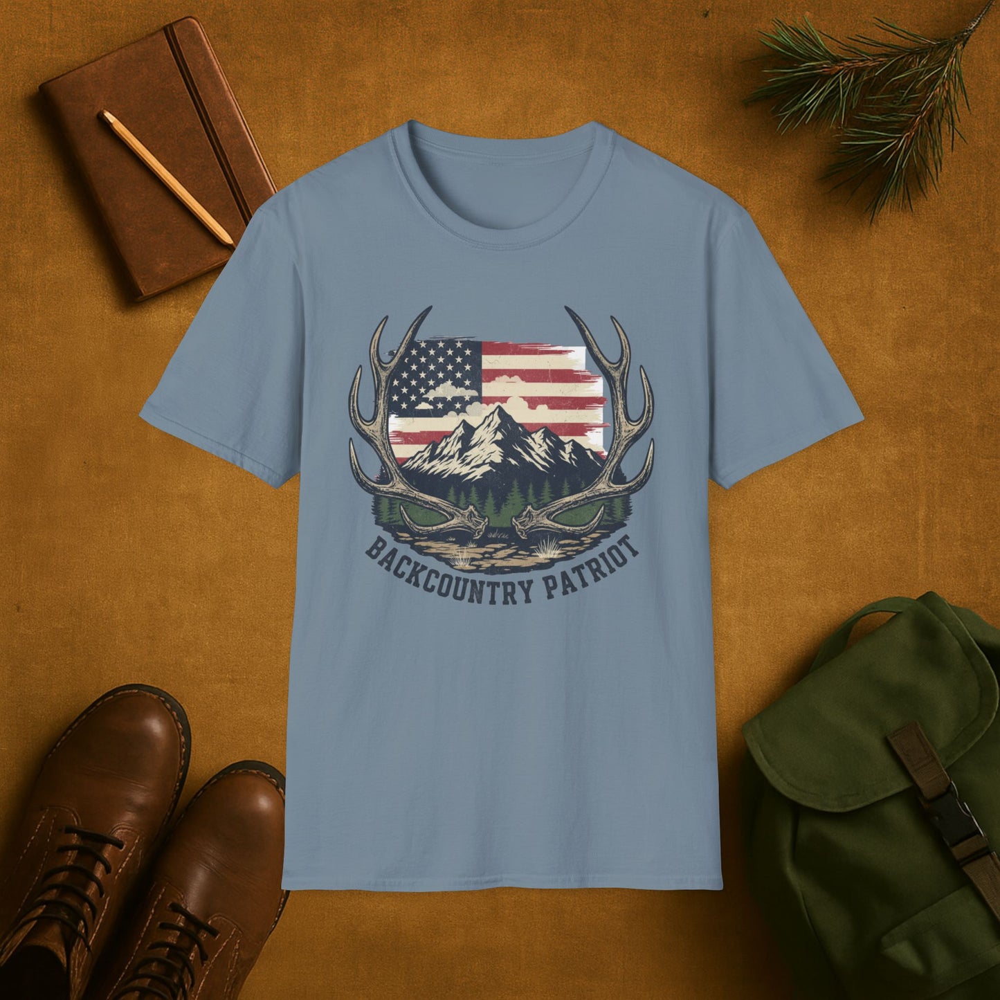 Back Country Patriot-Vintage Elk Antler American T-Shirt