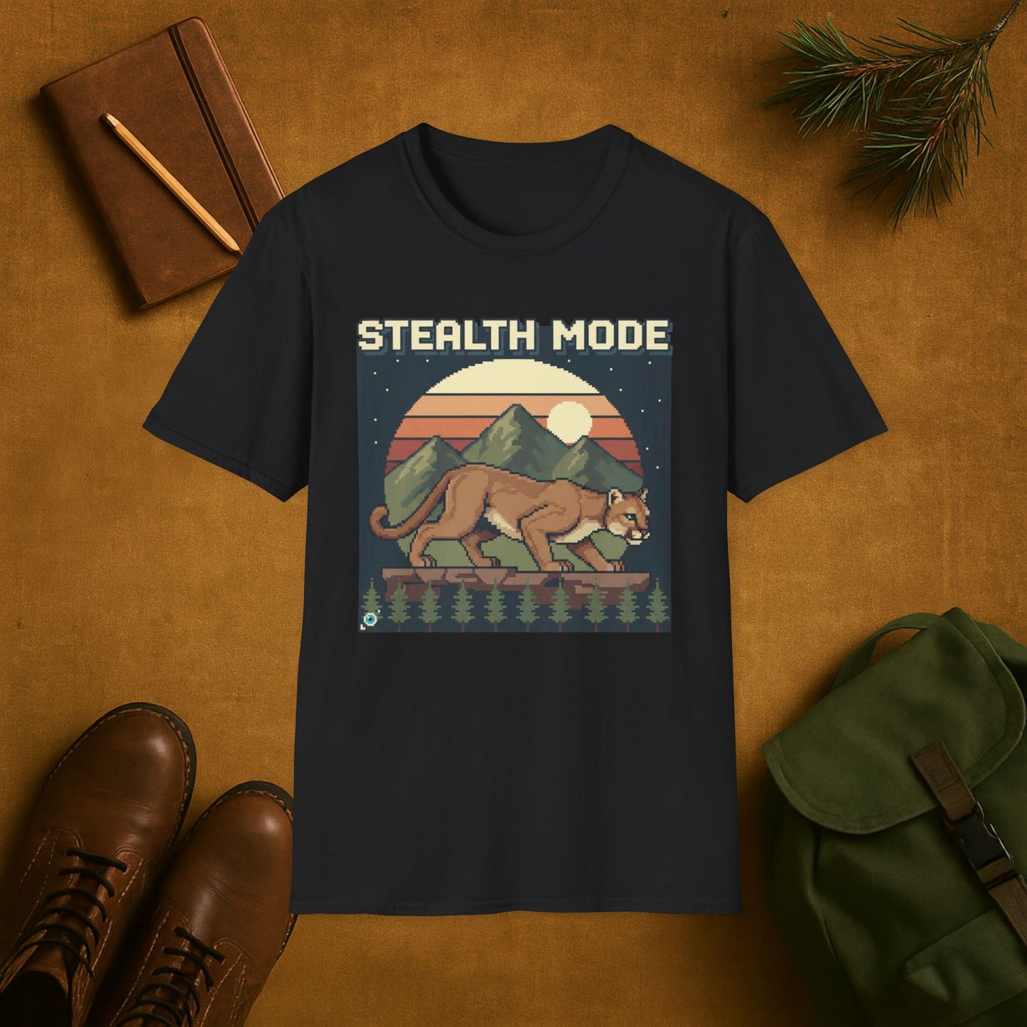 8-Bit Mountain Lion Stealth Mode T-Shirt