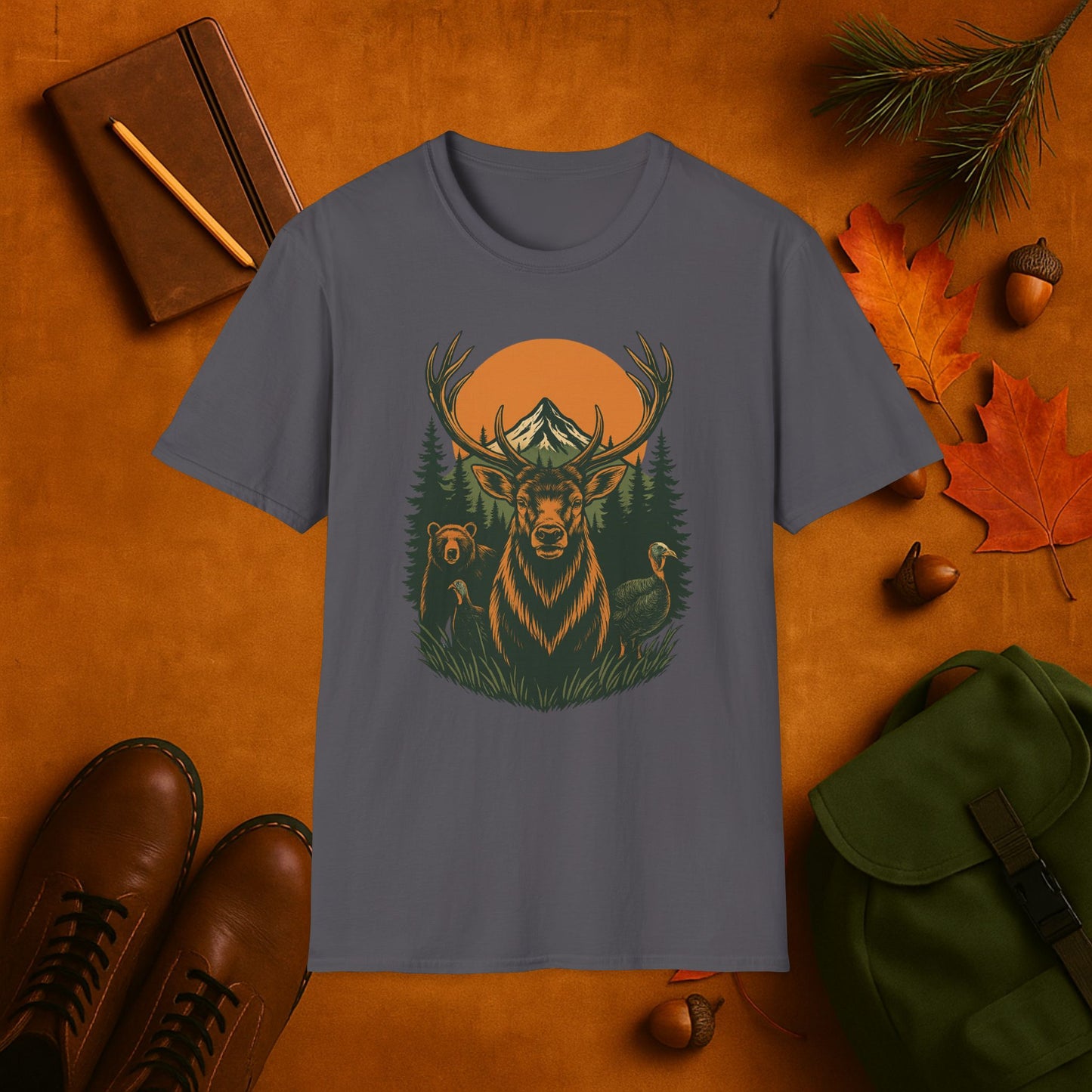 Harvest Moon Crew- Elk Bear Turkeys T-Shirt