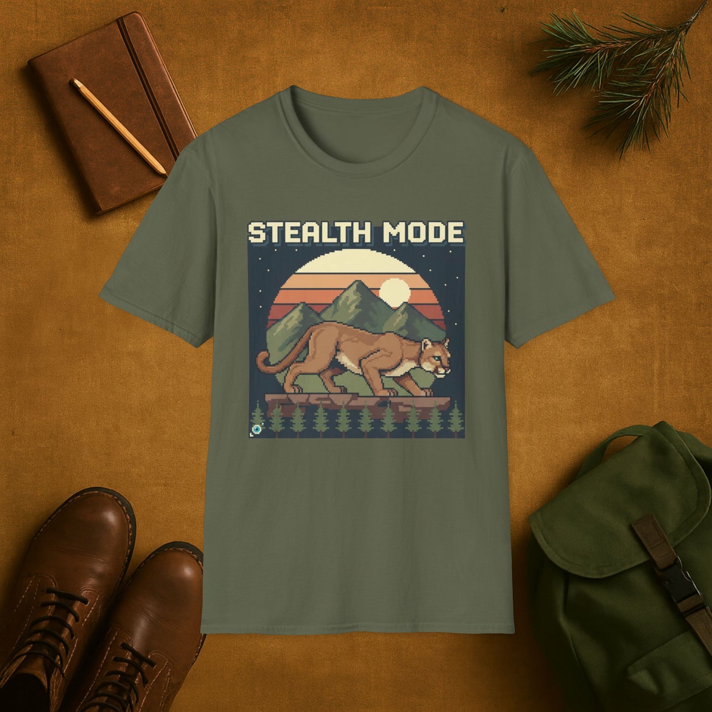 8-Bit Mountain Lion Stealth Mode T-Shirt