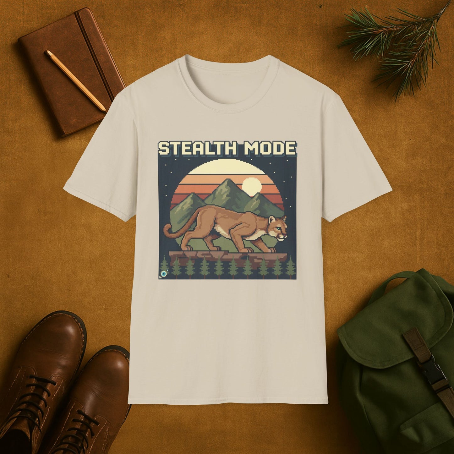 8-Bit Mountain Lion Stealth Mode T-Shirt