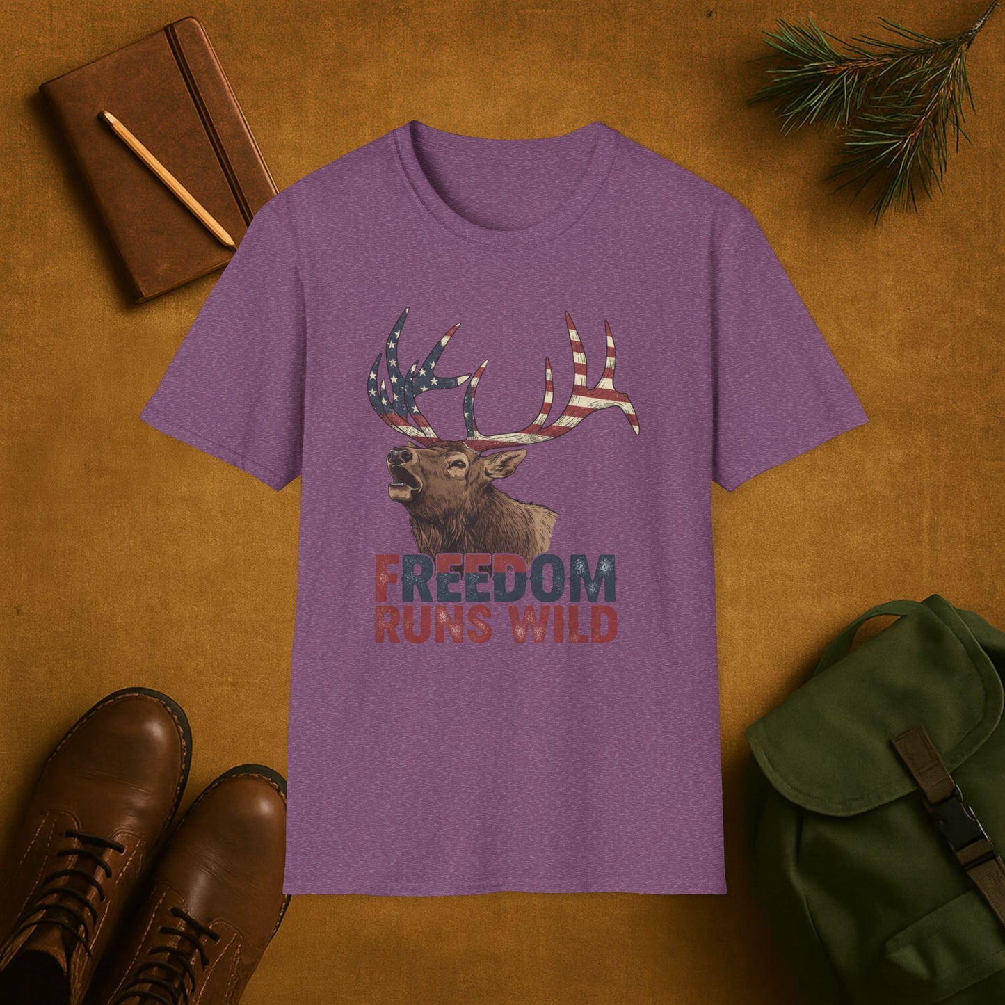 Patriotic Elk Freedom Runs Wild T-Shirt