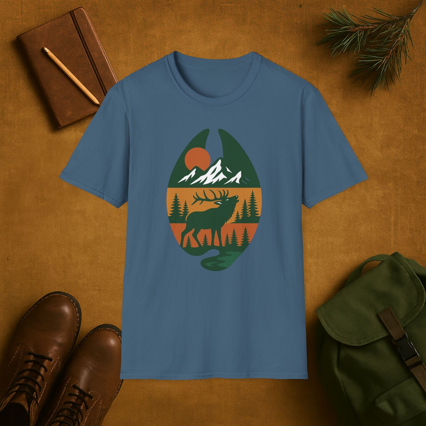 Elk Scene Hoof Print T-Shirt