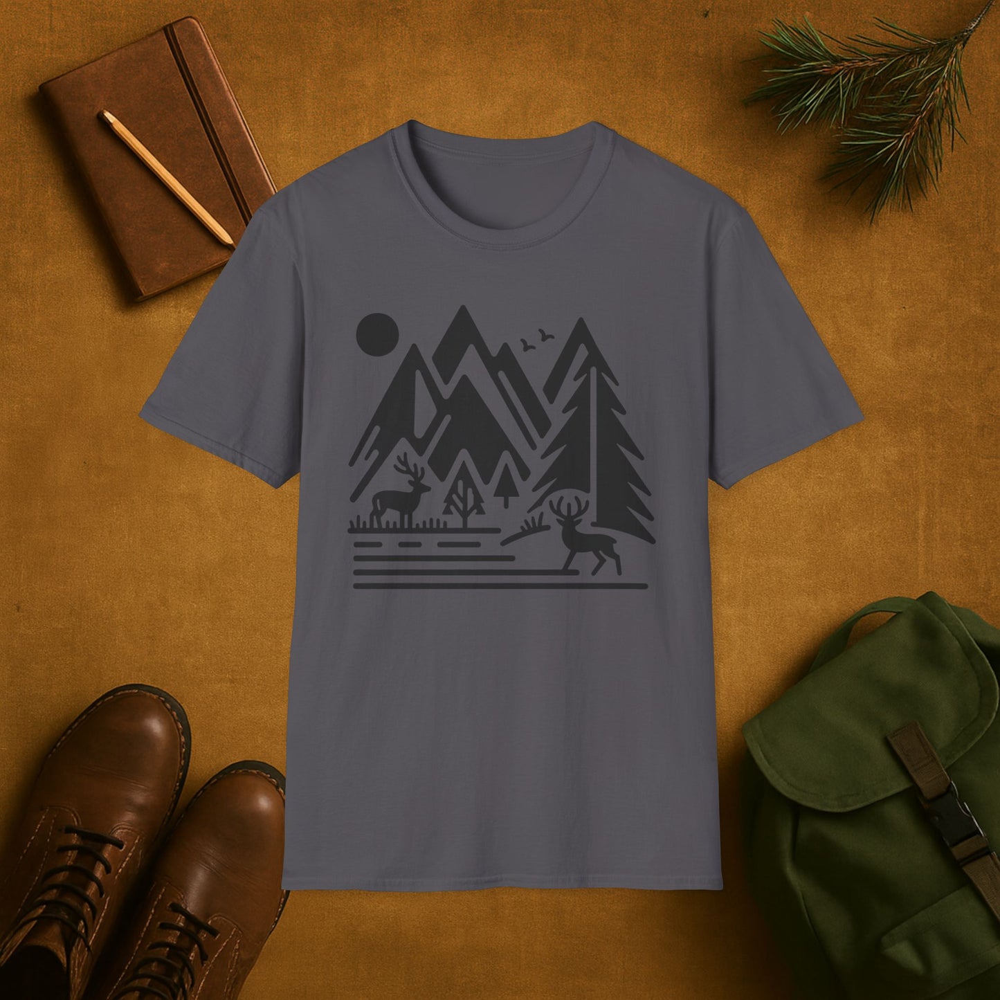 Minimal Mountain Deer T-Shirt