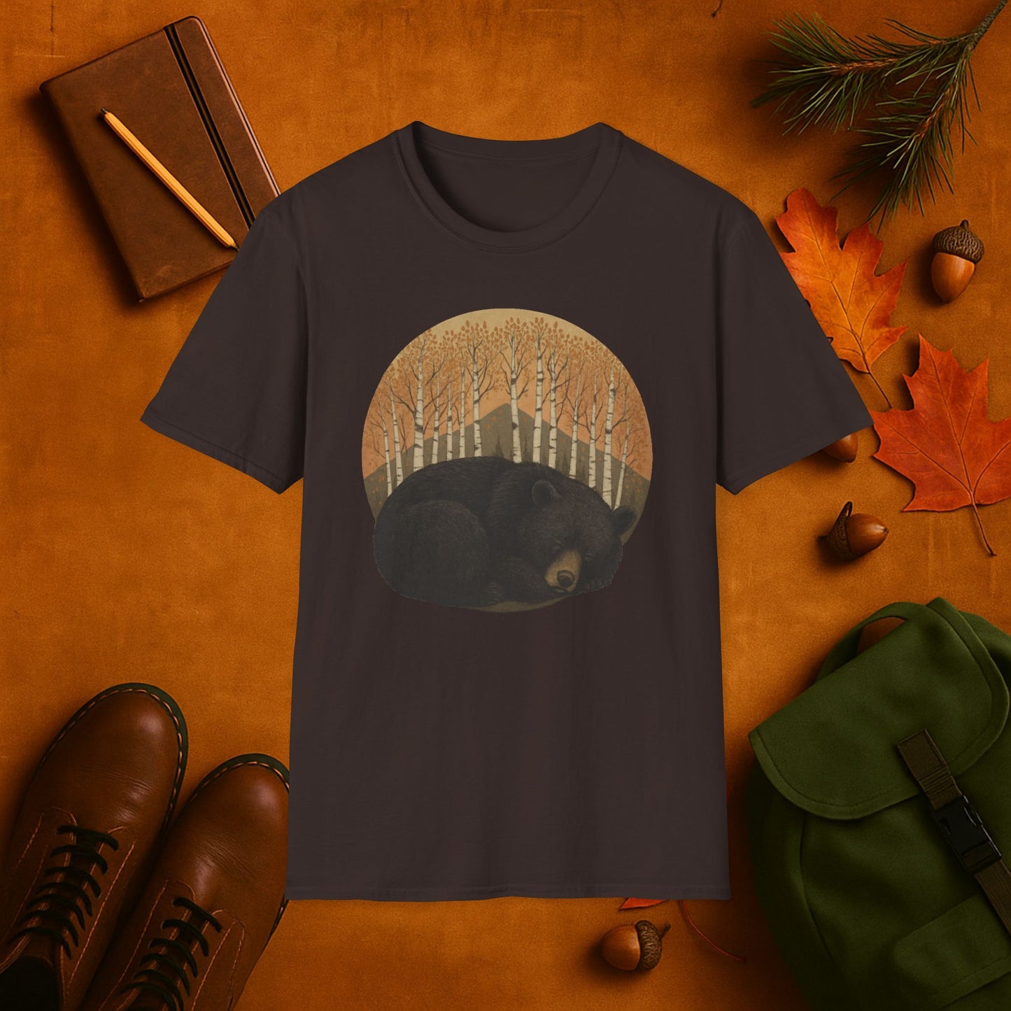 Sleepy Black Bear Fall Aspens T-Shirt