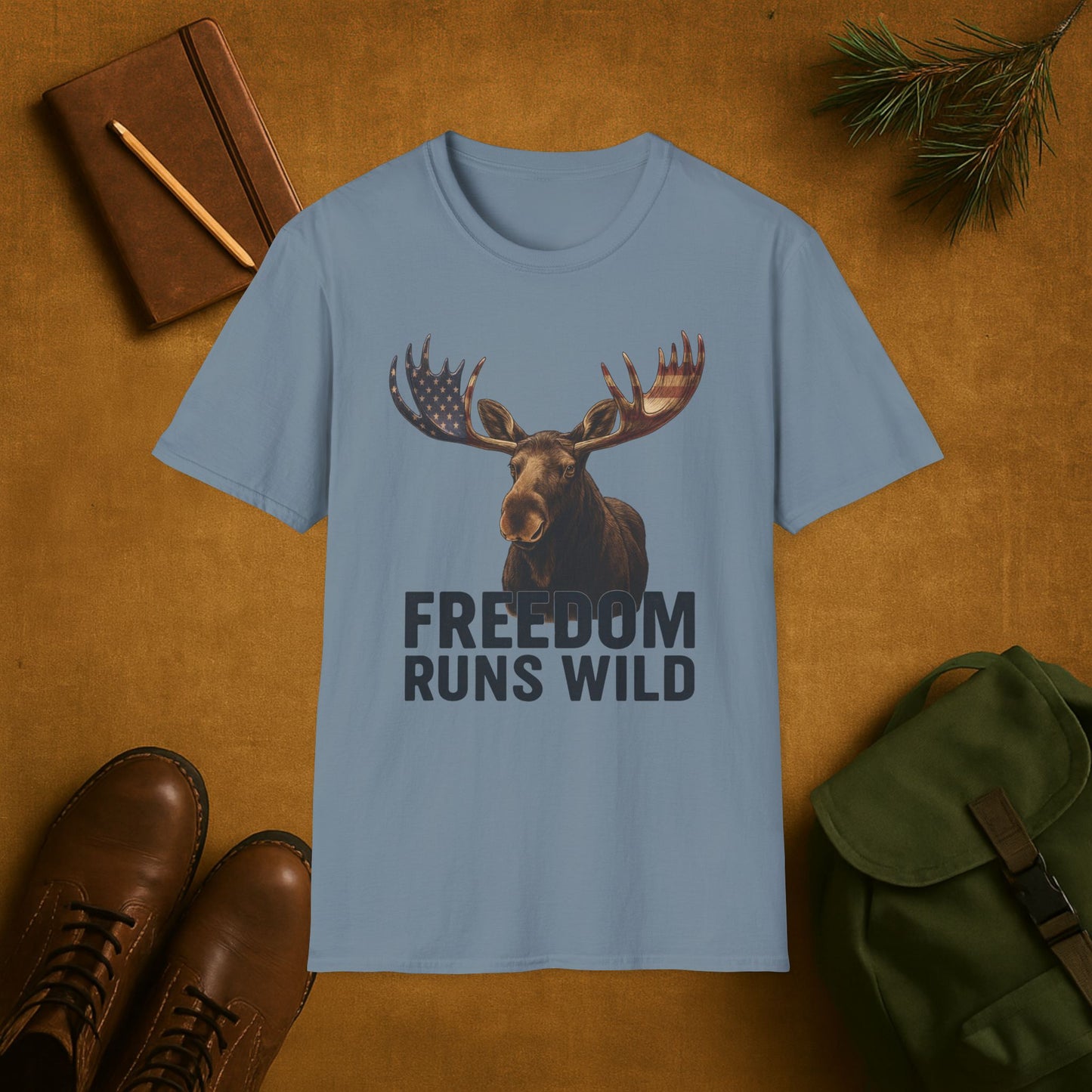 Patriotic Moose Freedom Runs Wild T-Shirt
