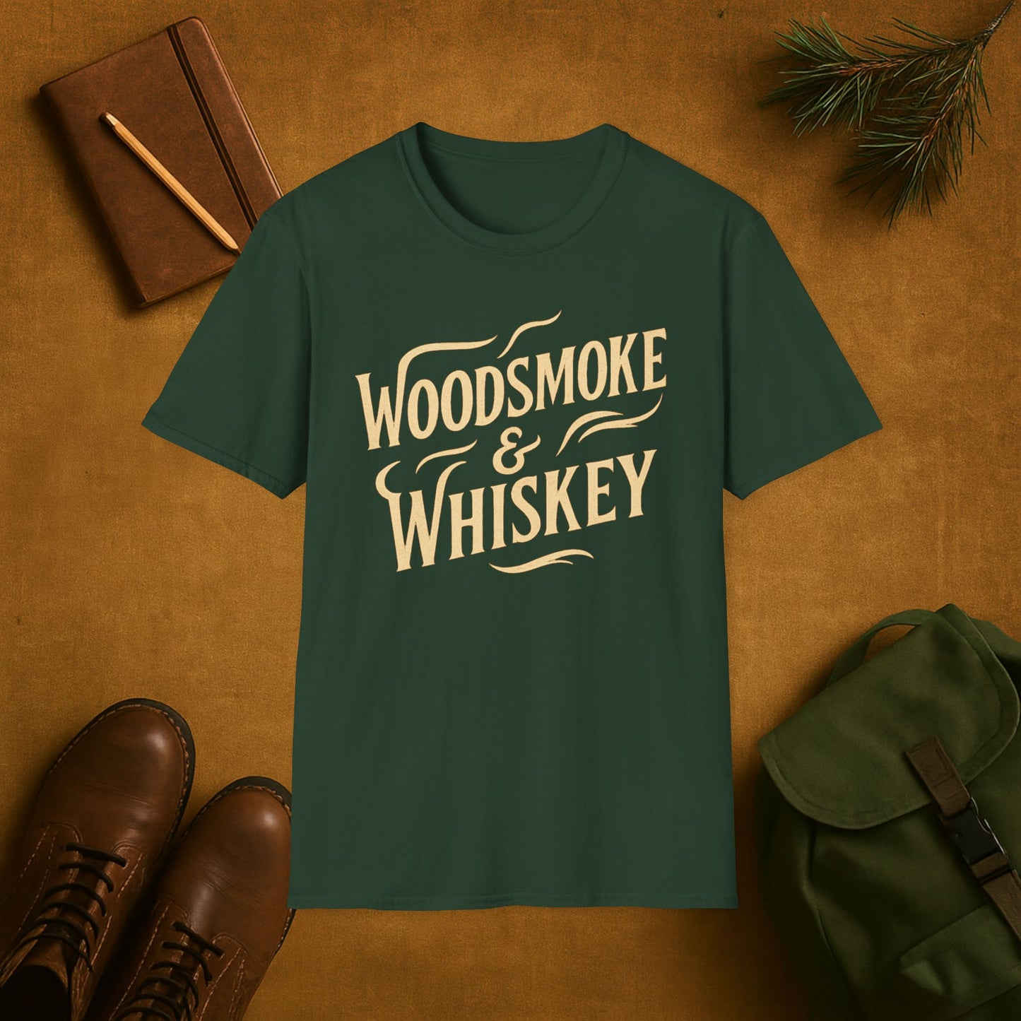Woodsmoke and Whiskey Camping T-Shirt