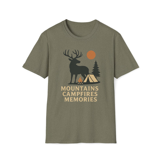 Mountains Campfires Memories Elk T-Shirt