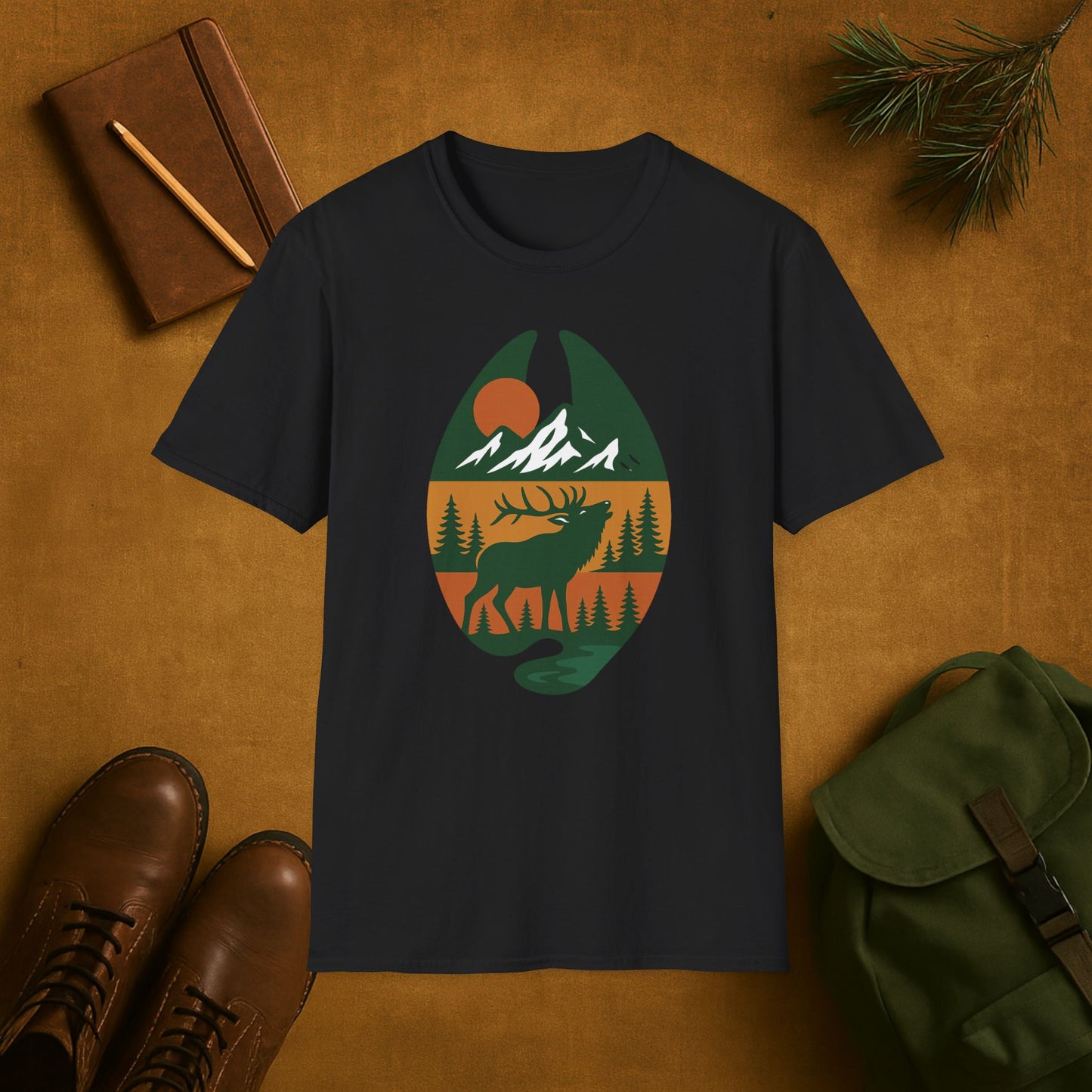Elk Scene Hoof Print T-Shirt