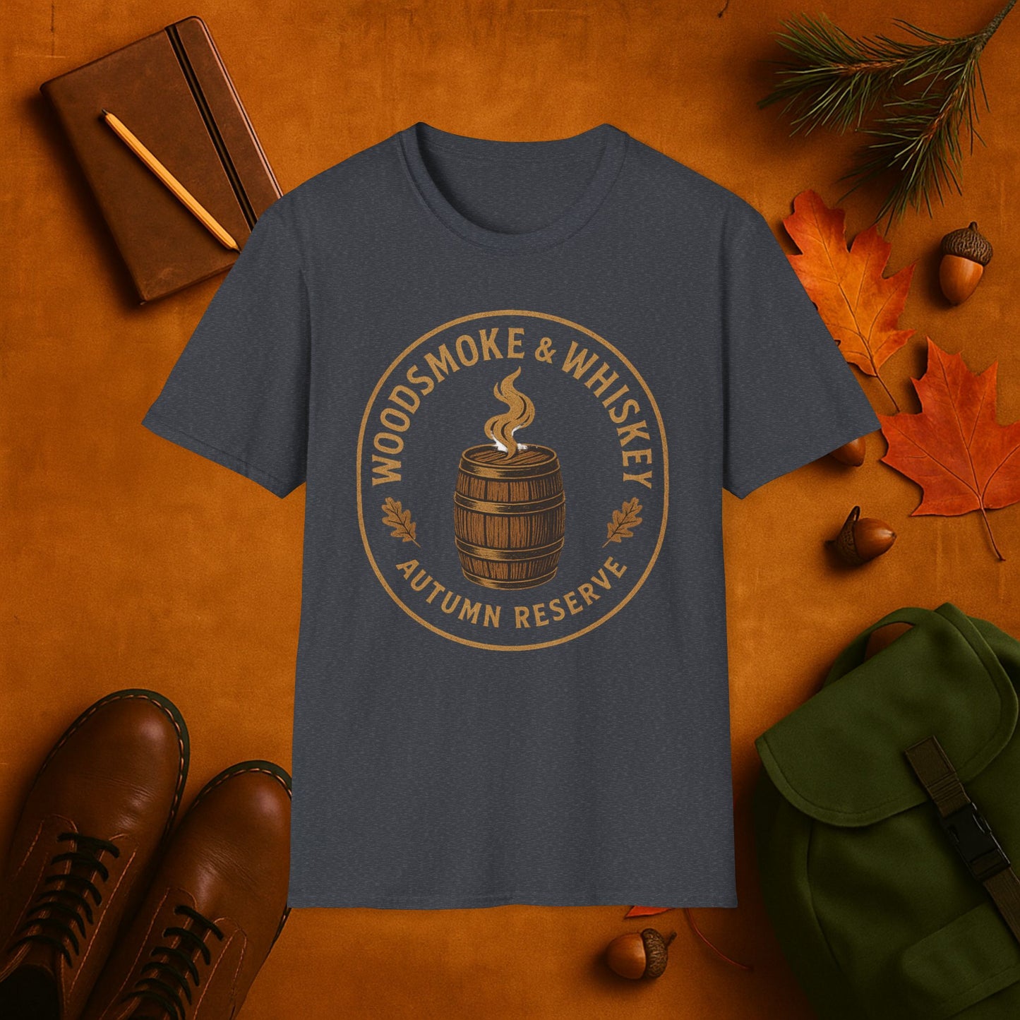 Woodsmoke & Whiskey Autumn Reserve Label T-Shirt